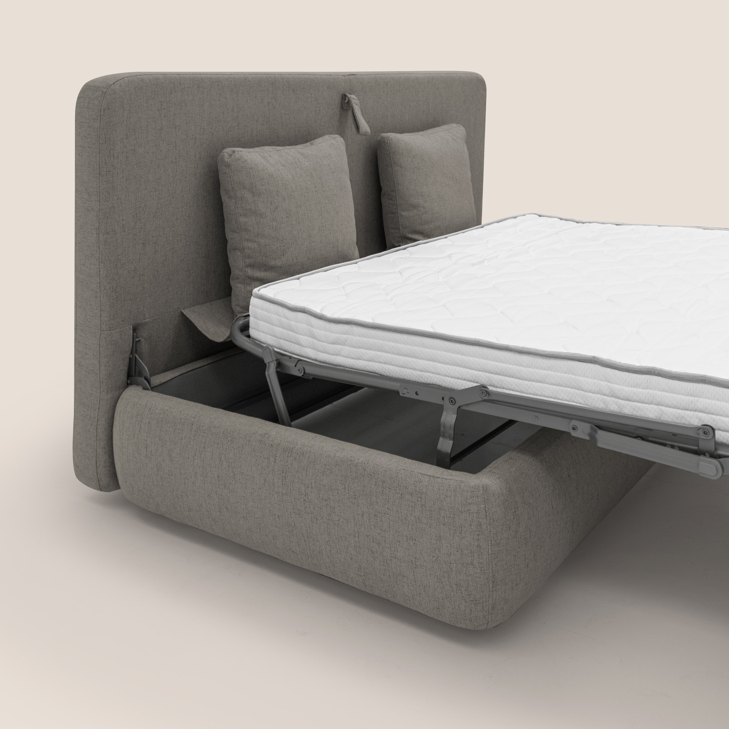 Gransasso Divano letto matrimoniale dal DESIGN innovativo in tessuto impermeabile T03 talpa - divani.store