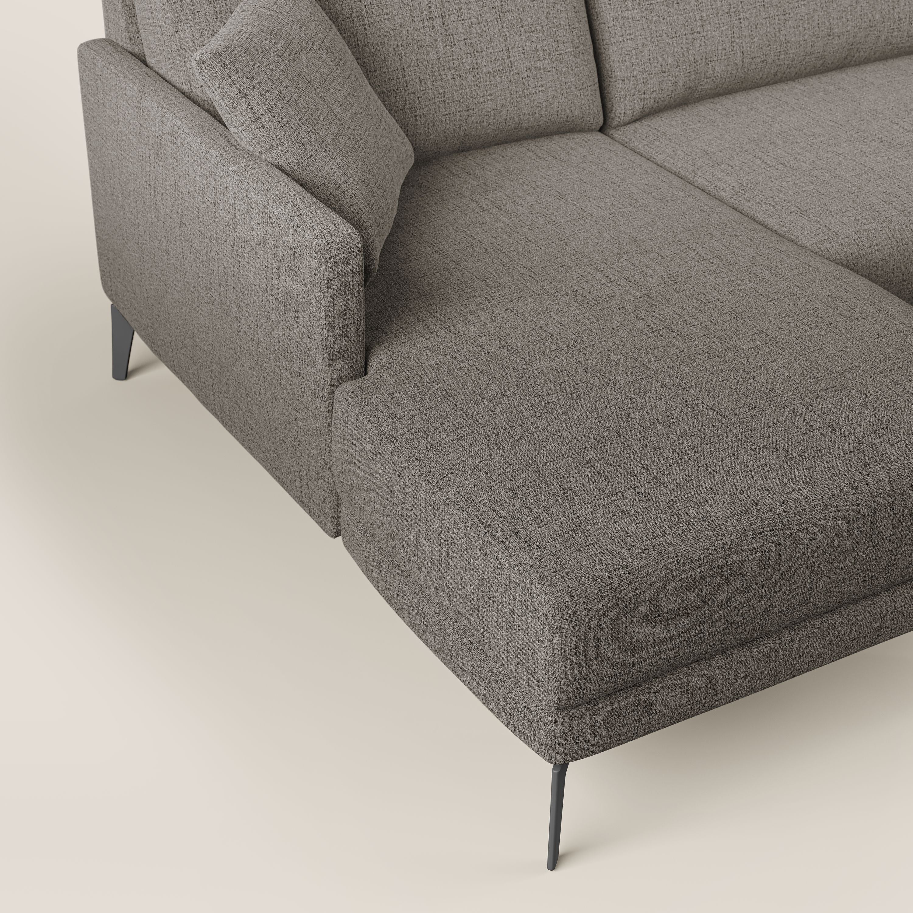 Saturno divano panoramico moderno in tessuto morbido impermeabile T03 talpa - divani.store