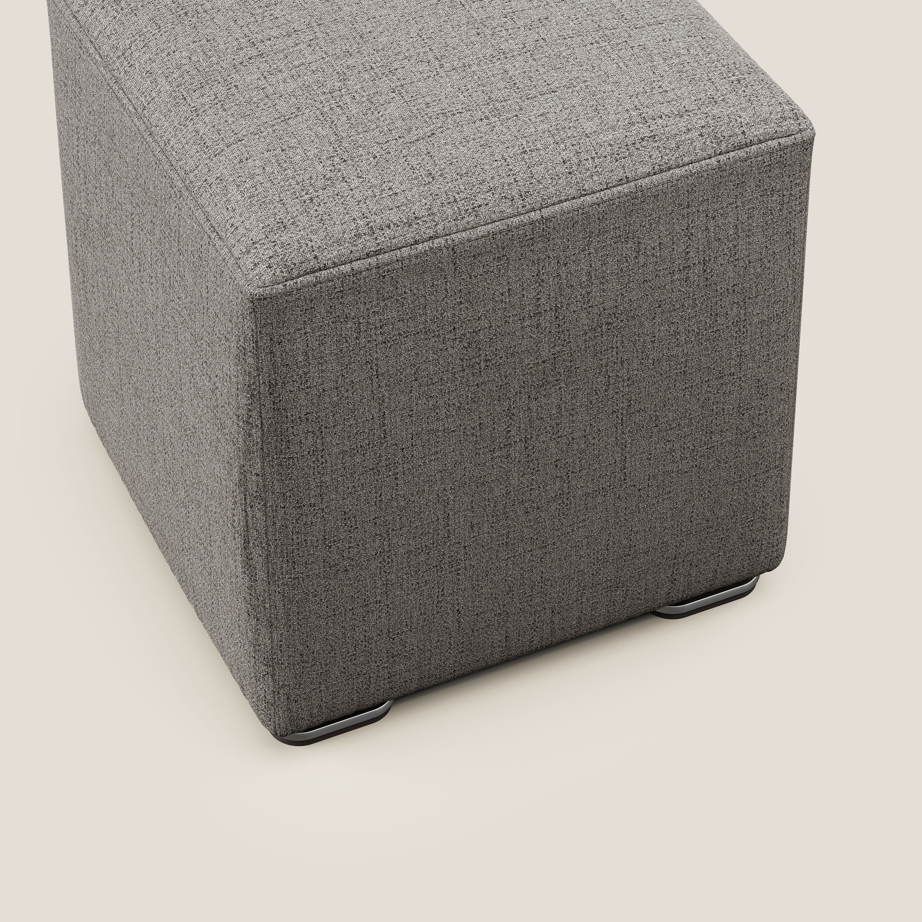 Cube pouf in tessuto morbido impermeabile T03 talpa - divani.store