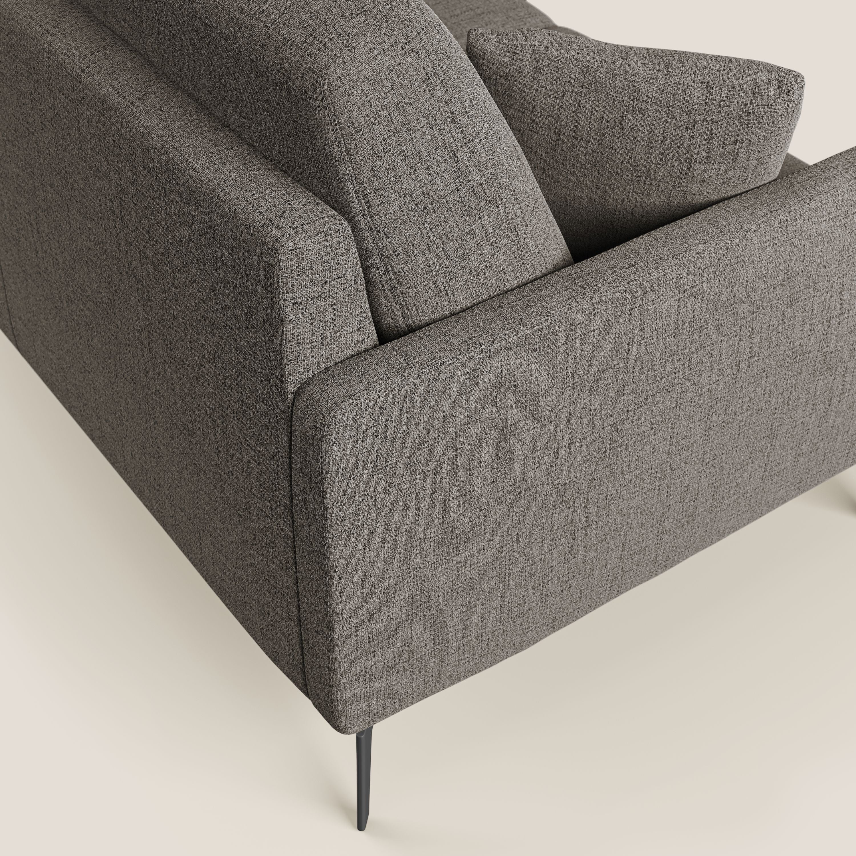 Saturno divano angolare moderno in tessuto morbido impermeabile T03 talpa - divani.store