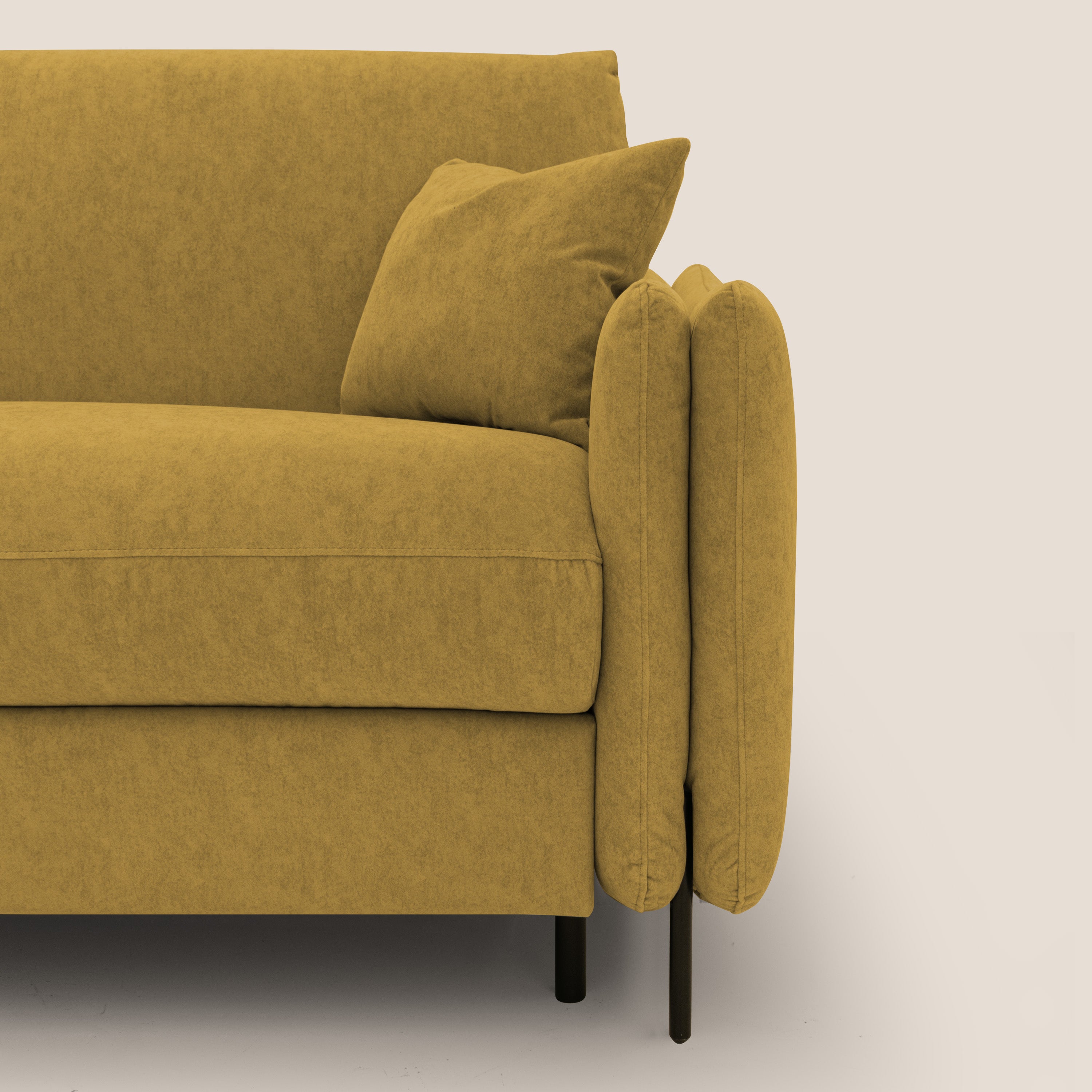 Gregory Divano letto con materasso h18 cm in microfibra effetto velluto impermeabile T09 giallo - divani.store