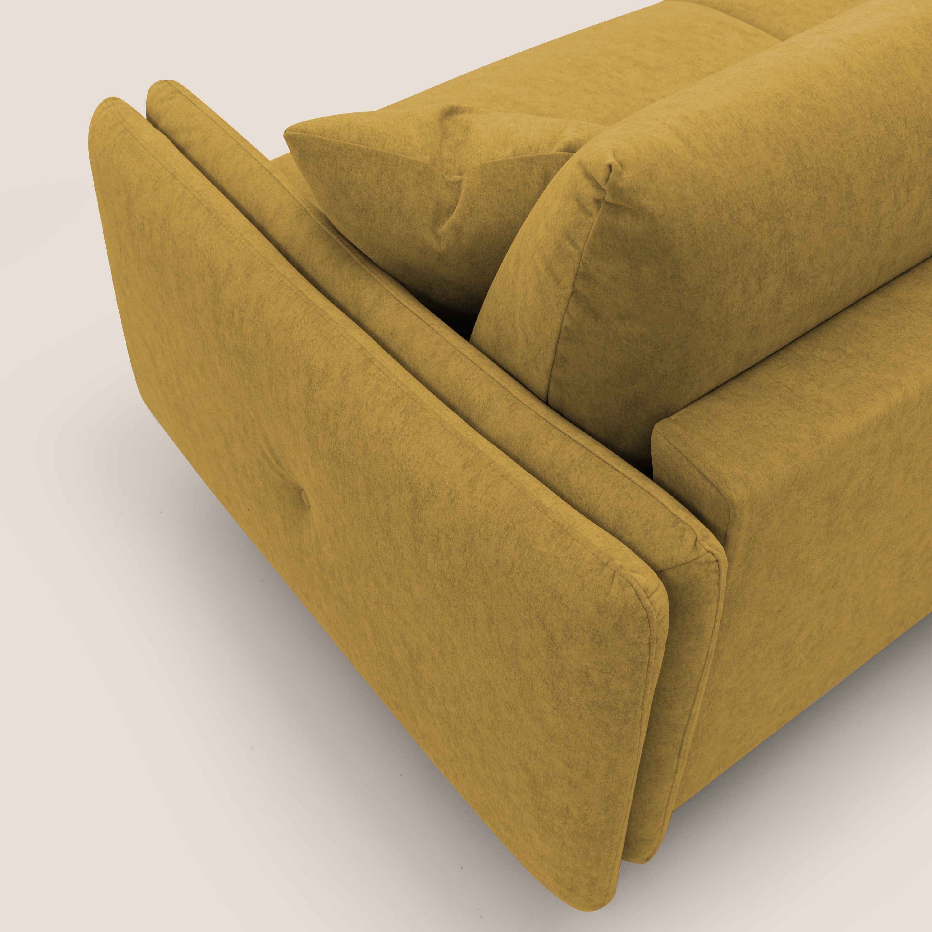 Gregory Divano letto con materasso h18 cm in microfibra effetto velluto impermeabile T09 giallo - divani.store