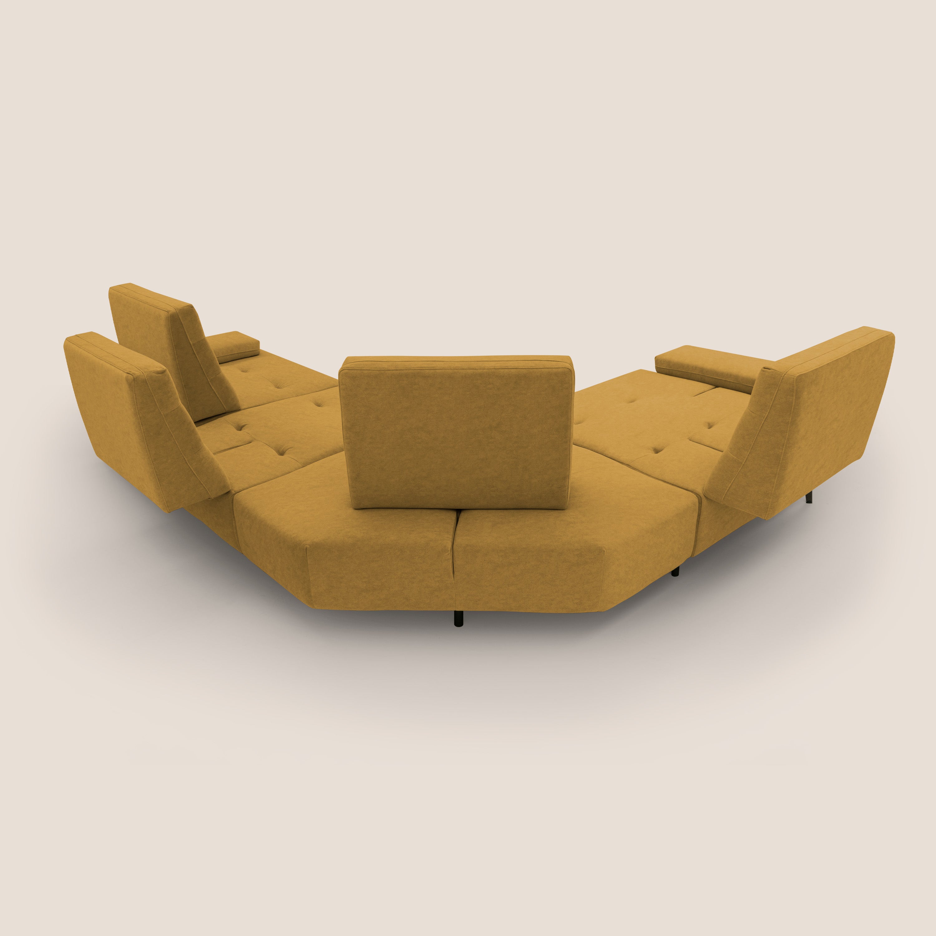 Lugano Divano angolare con schienali traslanti in microfibra effetto velluto T09 giallo - divani.store