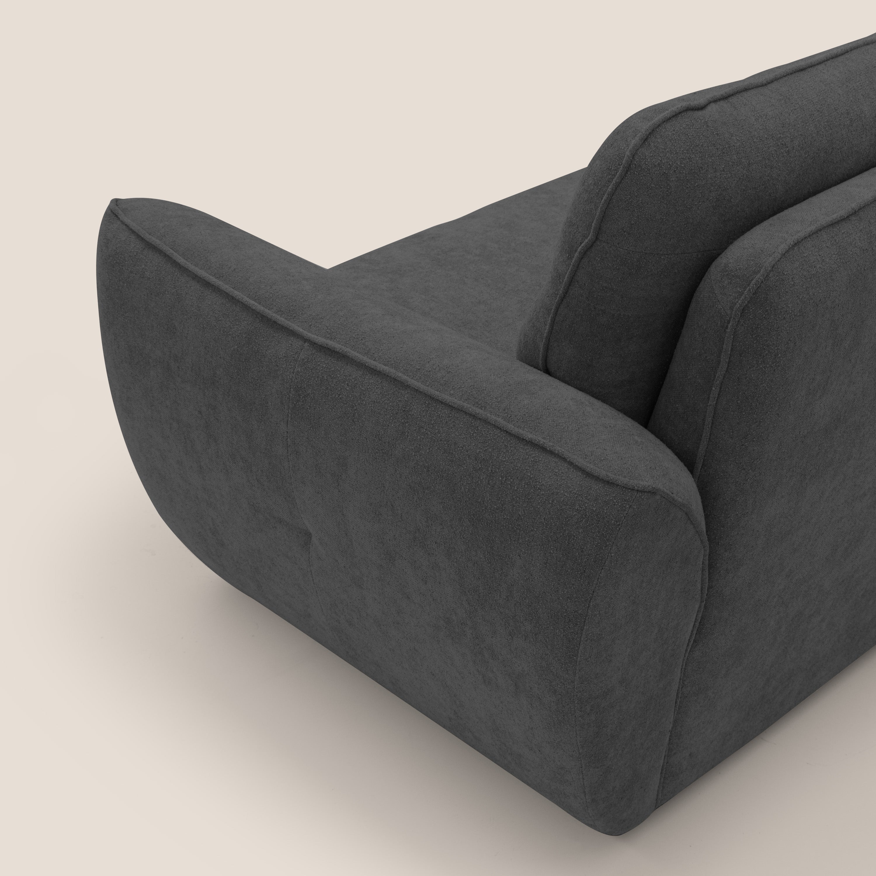 Cerbero divano 2 e 3 posti in morbido bouclé impermeabile T07 antracite - divani.store