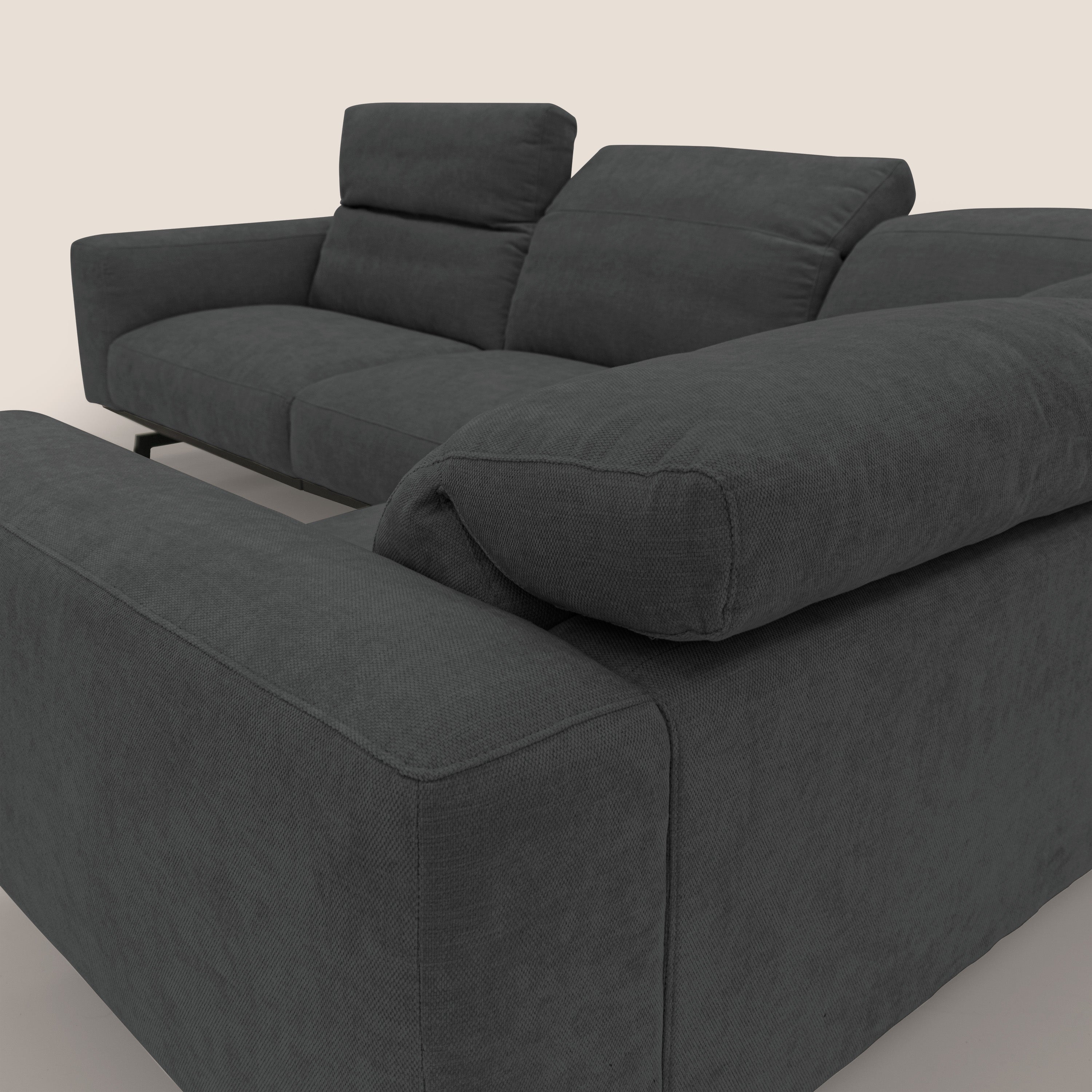 Sakura wendbares, modulares Ecksofa aus weichem, wasserfestem geflammtem Stoff T14 anthrazit