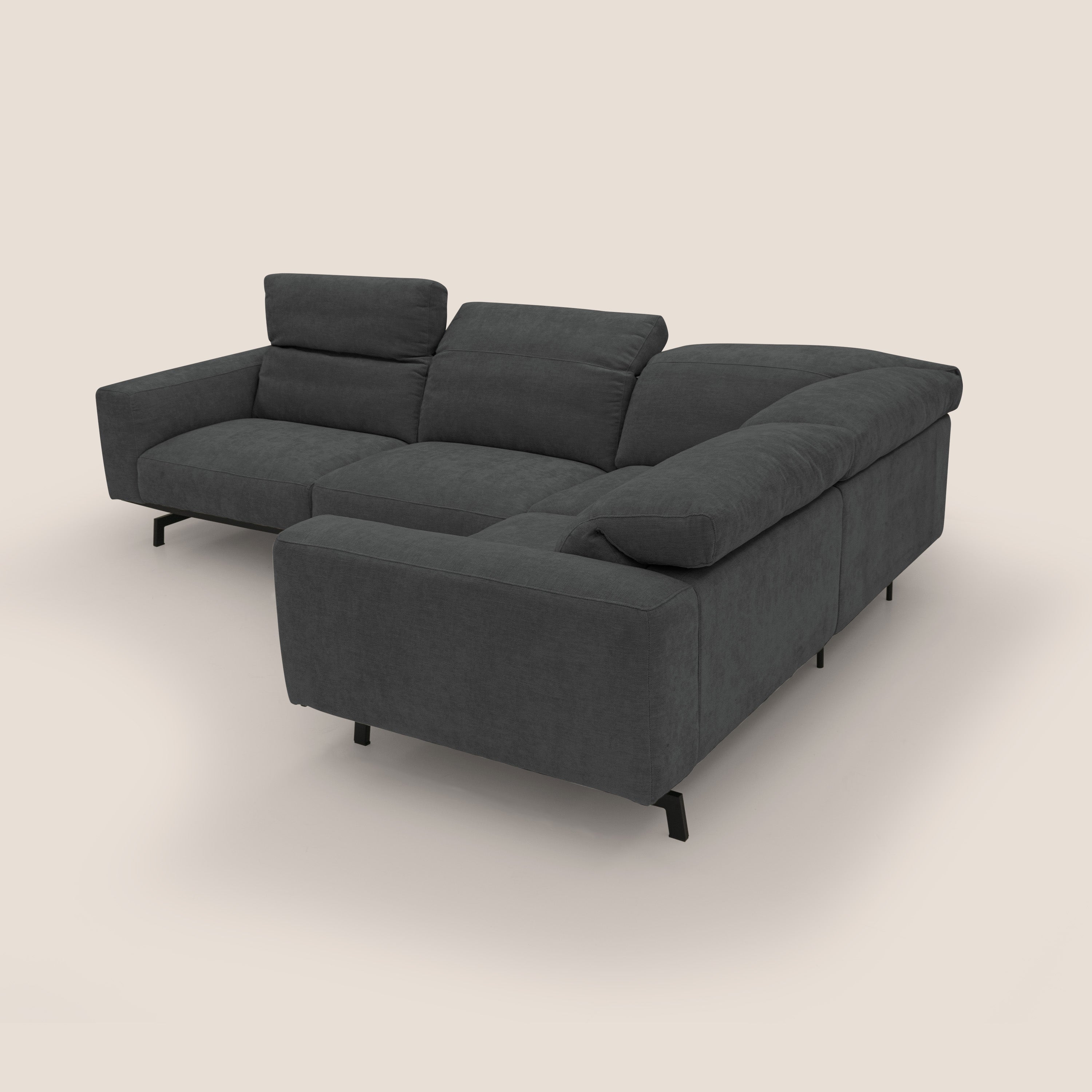 Sakura wendbares, modulares Ecksofa aus weichem, wasserfestem geflammtem Stoff T14 anthrazit