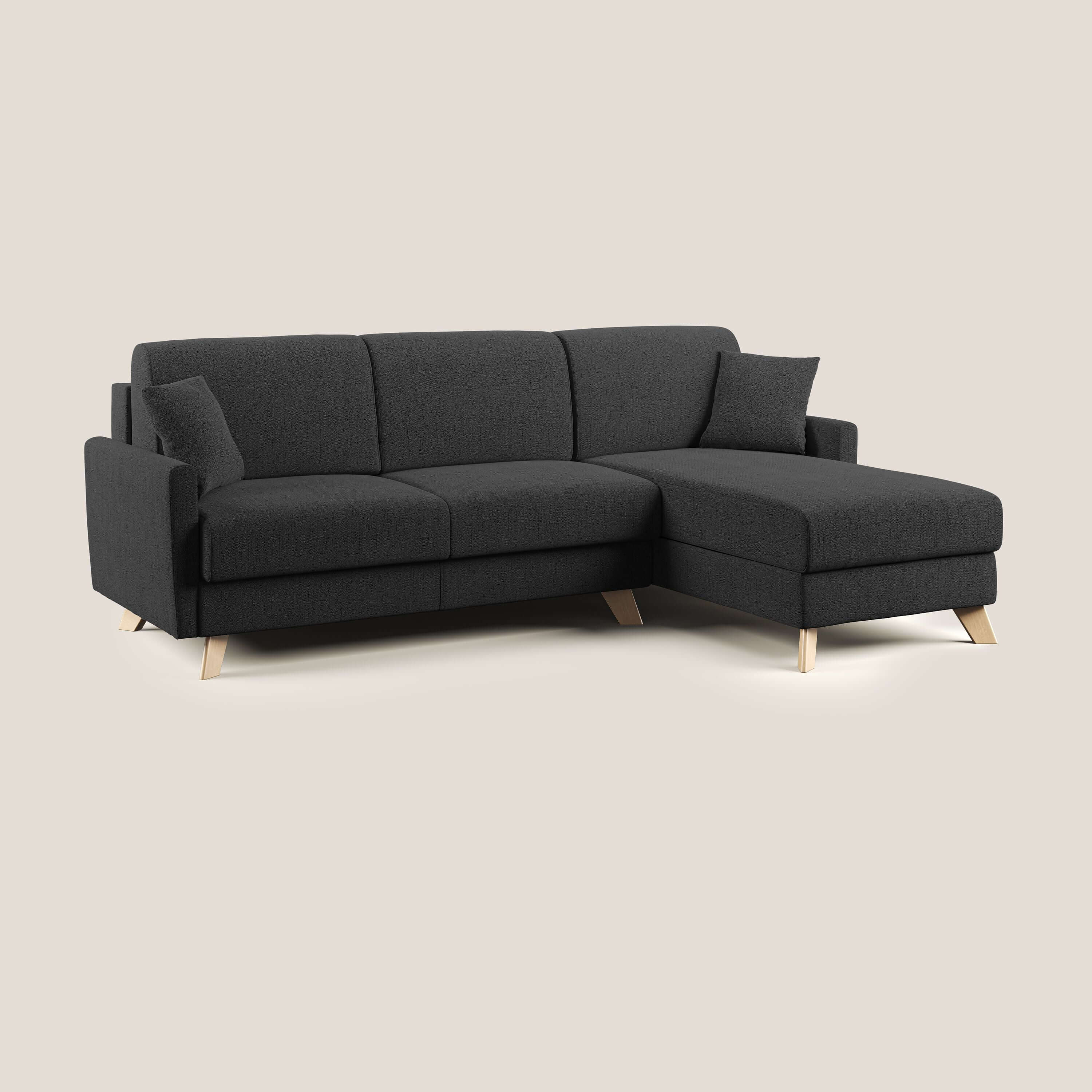 Edgar divano letto angolare in tessuto felis impermeabile T03 antracite - divani.store