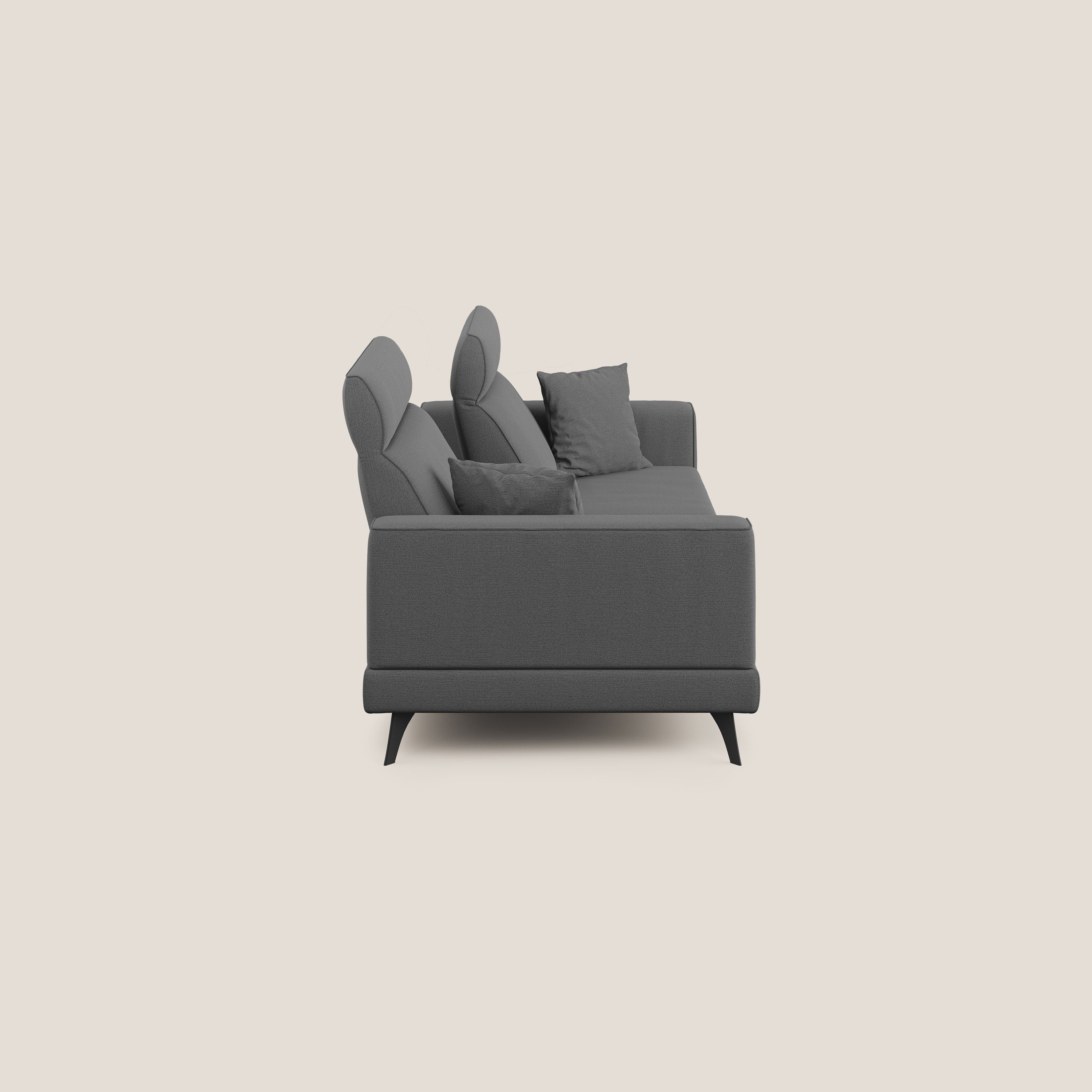 Slide Divano con schienali traslanti e poggiatesta in tessuto simil cotone impermeabile T19 antracite - divani.store