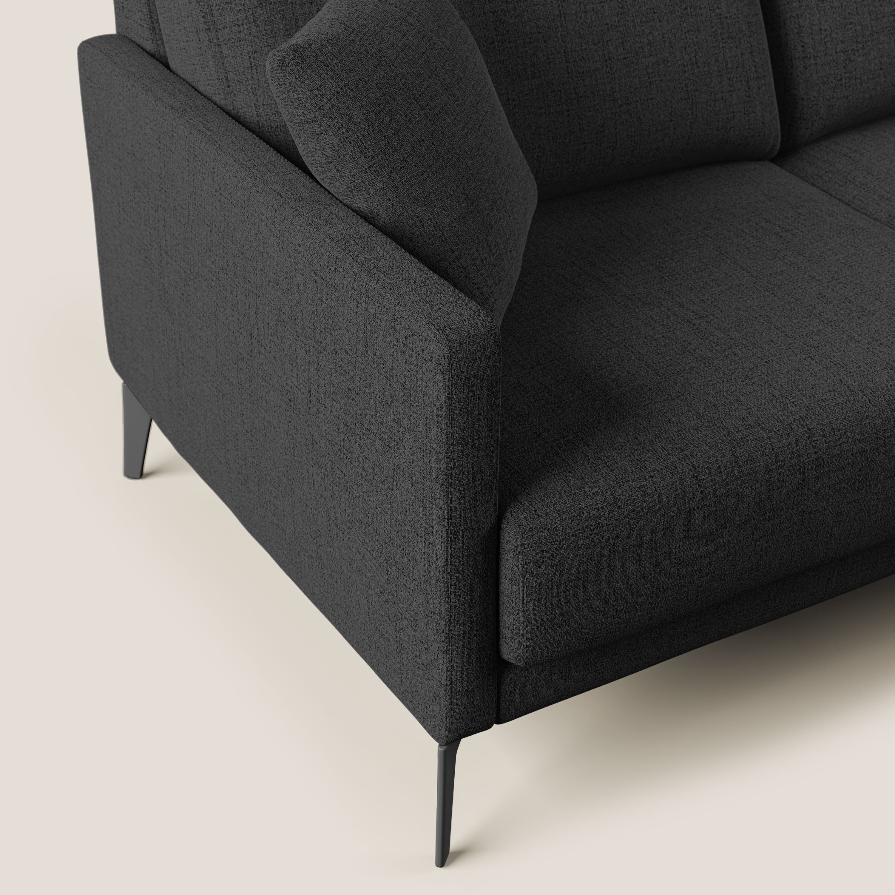 Saturno divano angolare moderno in tessuto morbido impermeabile T03 antracite - divani.store