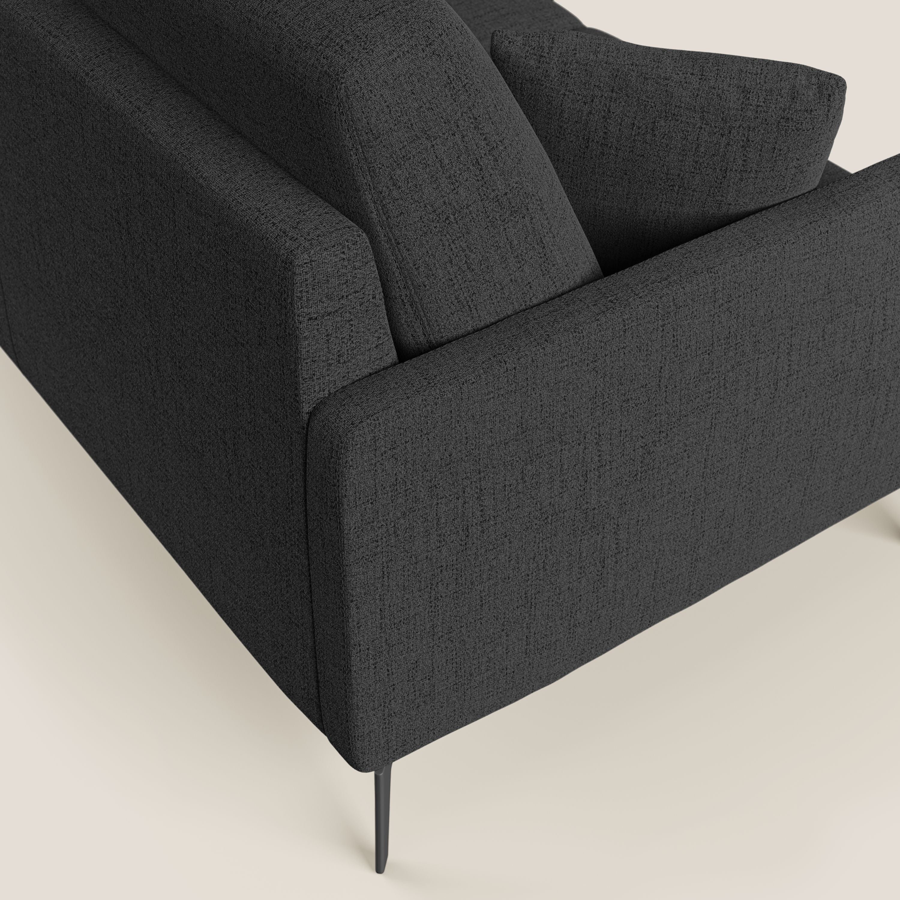 Saturno divano angolare moderno in tessuto morbido impermeabile T03 antracite - divani.store