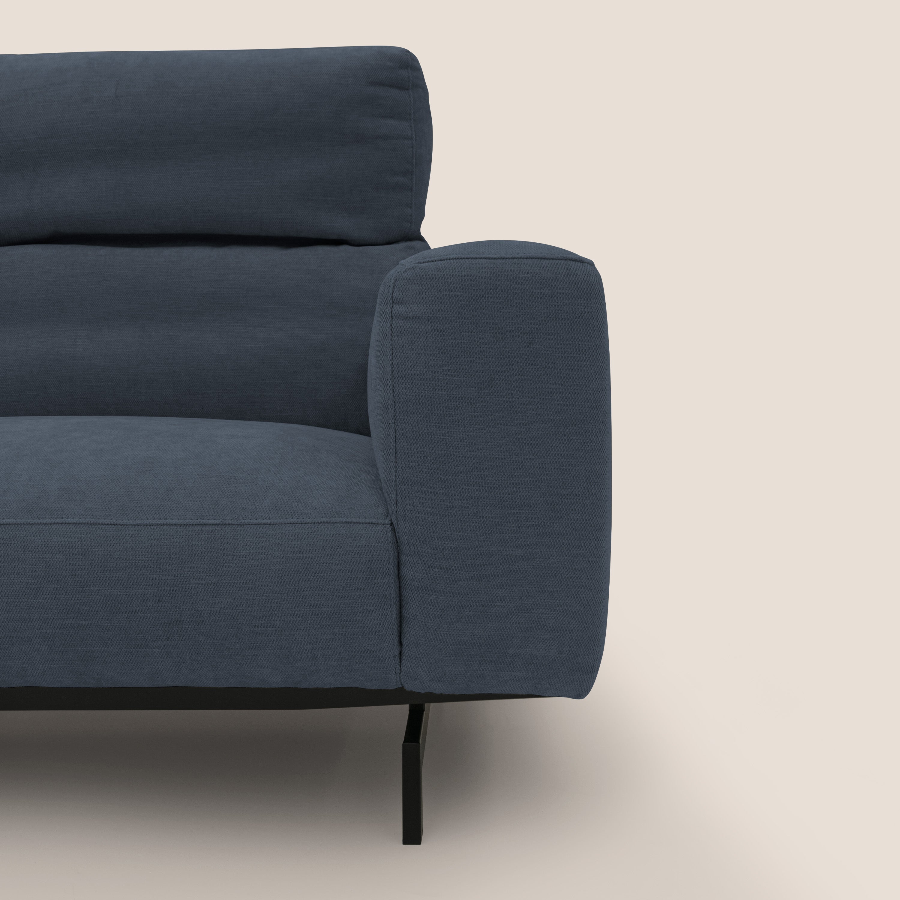 Sakura divano in piuma d'oca modulare componibile in morbido tessuto fiammato impermeabile T14 blu - divani.store