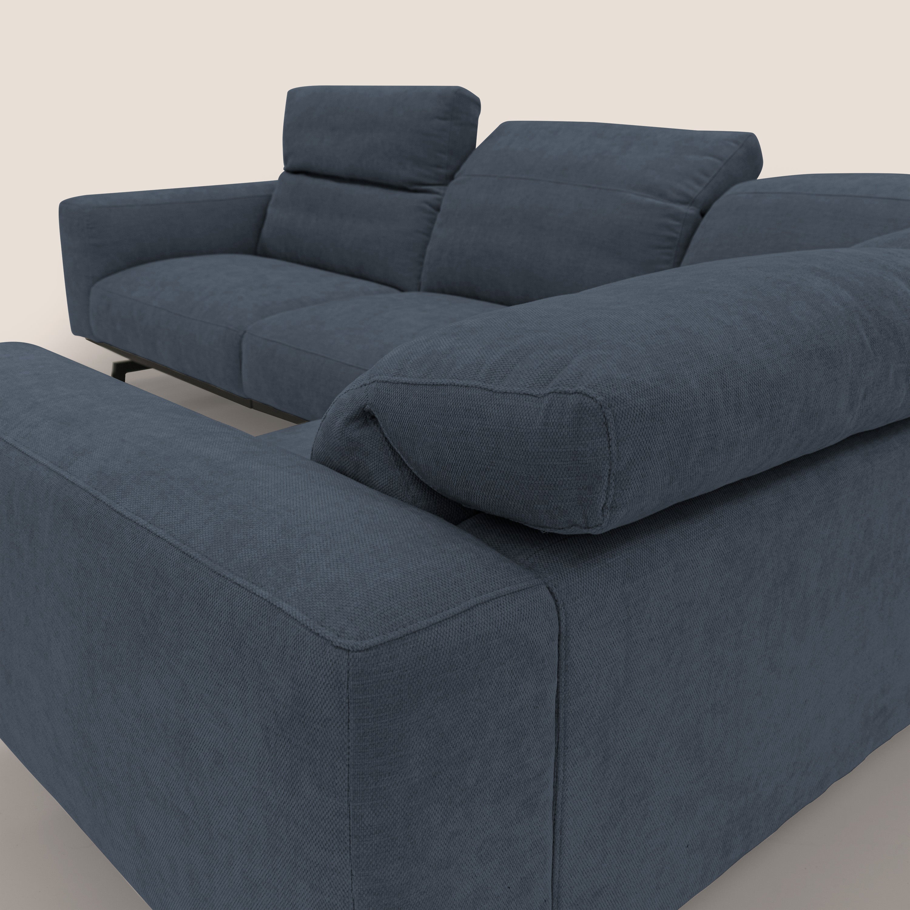 Sakura wendbares, modulares Ecksofa aus weichem, wasserfestem geflammtem Stoff T14 blau