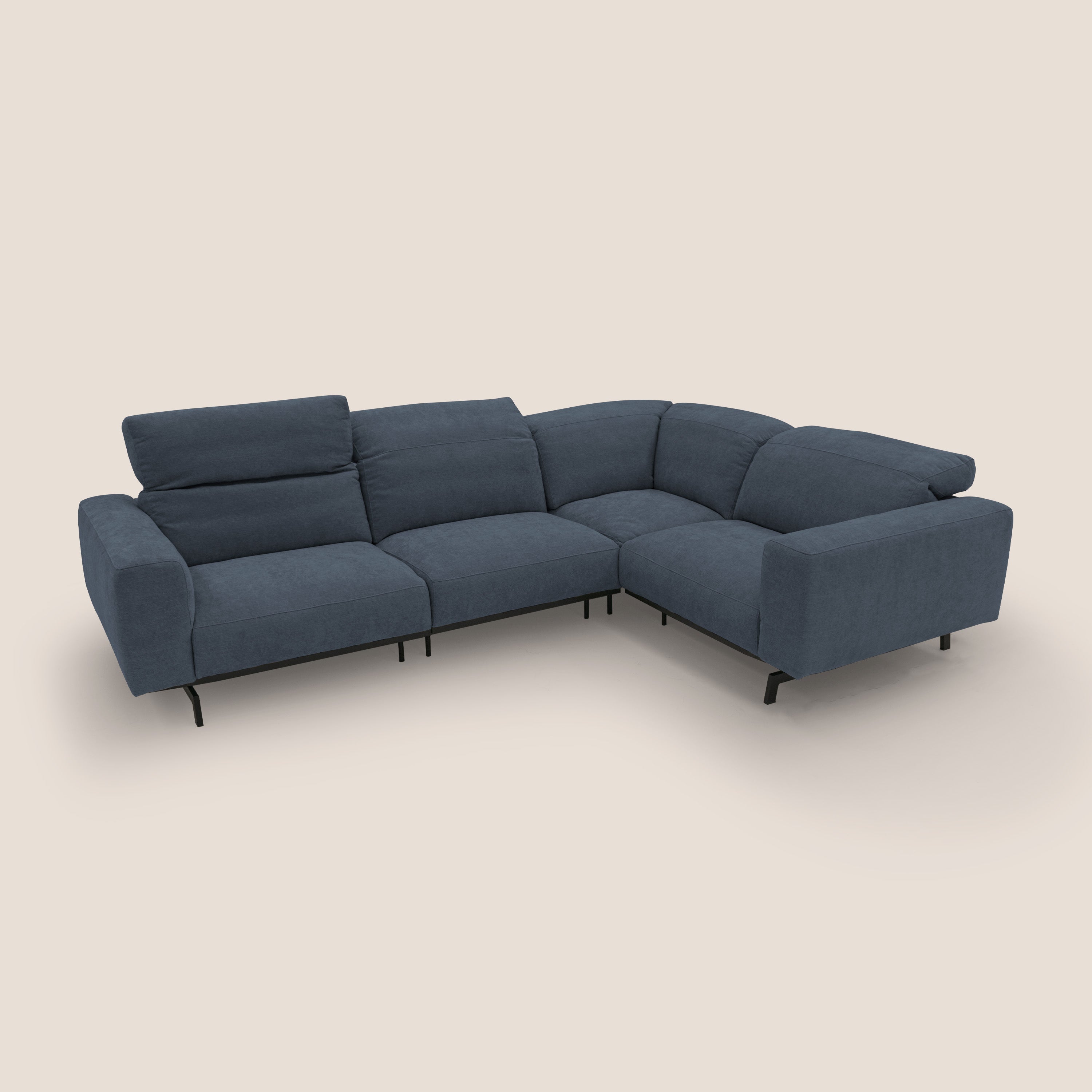 Sakura wendbares, modulares Ecksofa aus weichem, wasserfestem geflammtem Stoff T14 blau