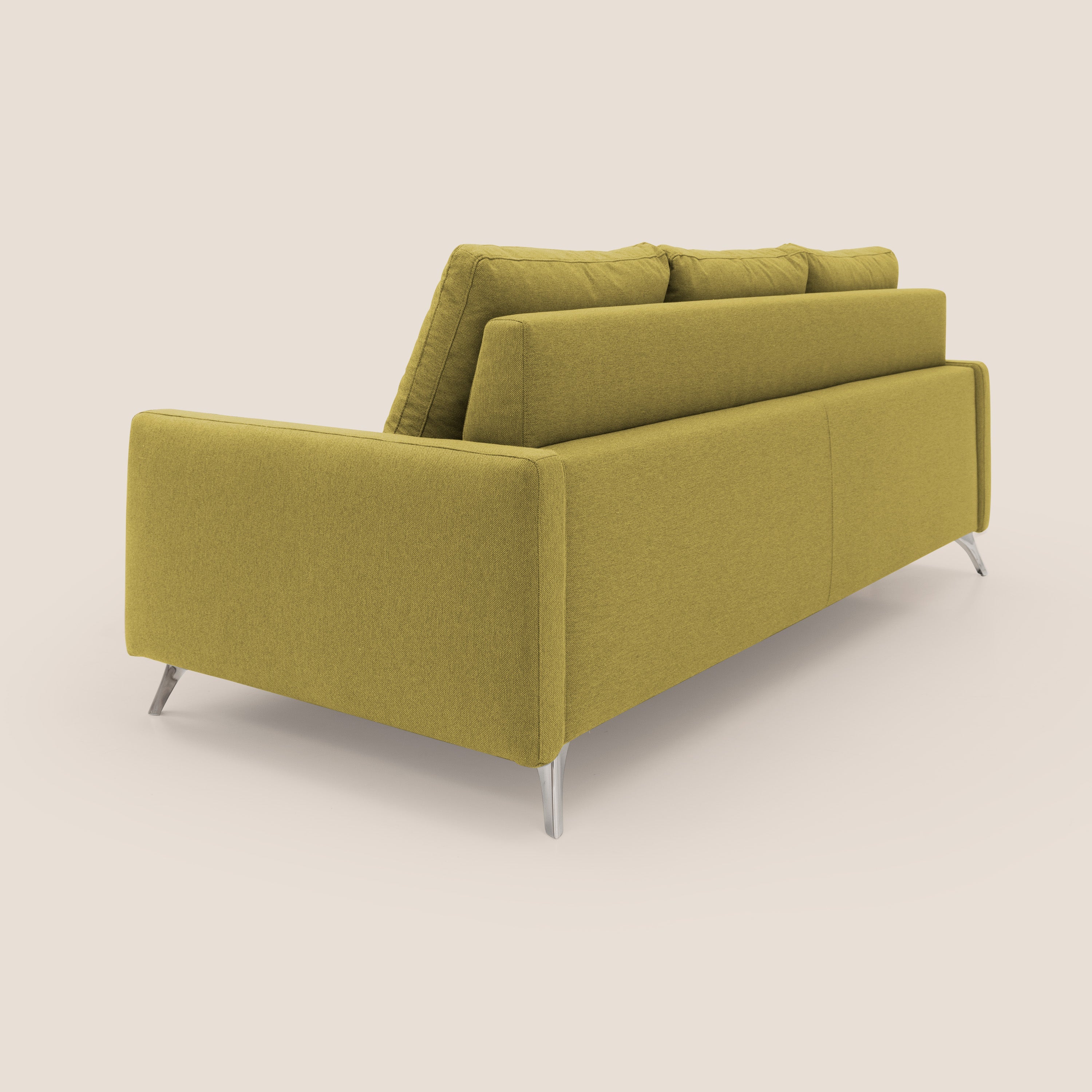 Klimt divano con 3 sedute allungabili e schienali in piuma d'oca in tessuto smacchiabile T05 giallo - divani.store