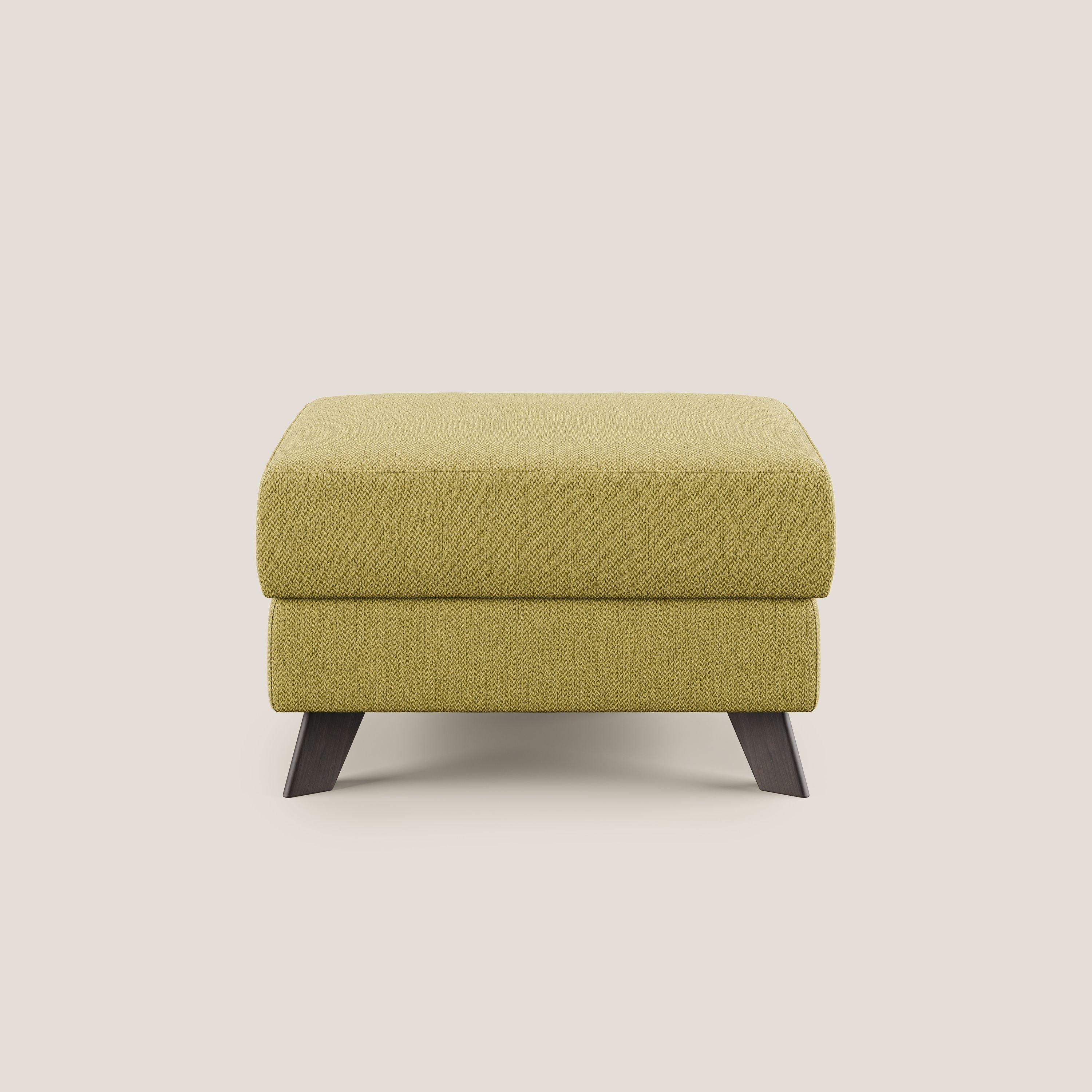 Moon Pouf contenitore e piedini alti in tessuto smacchiabile con acqua T05 giallo - divani.store