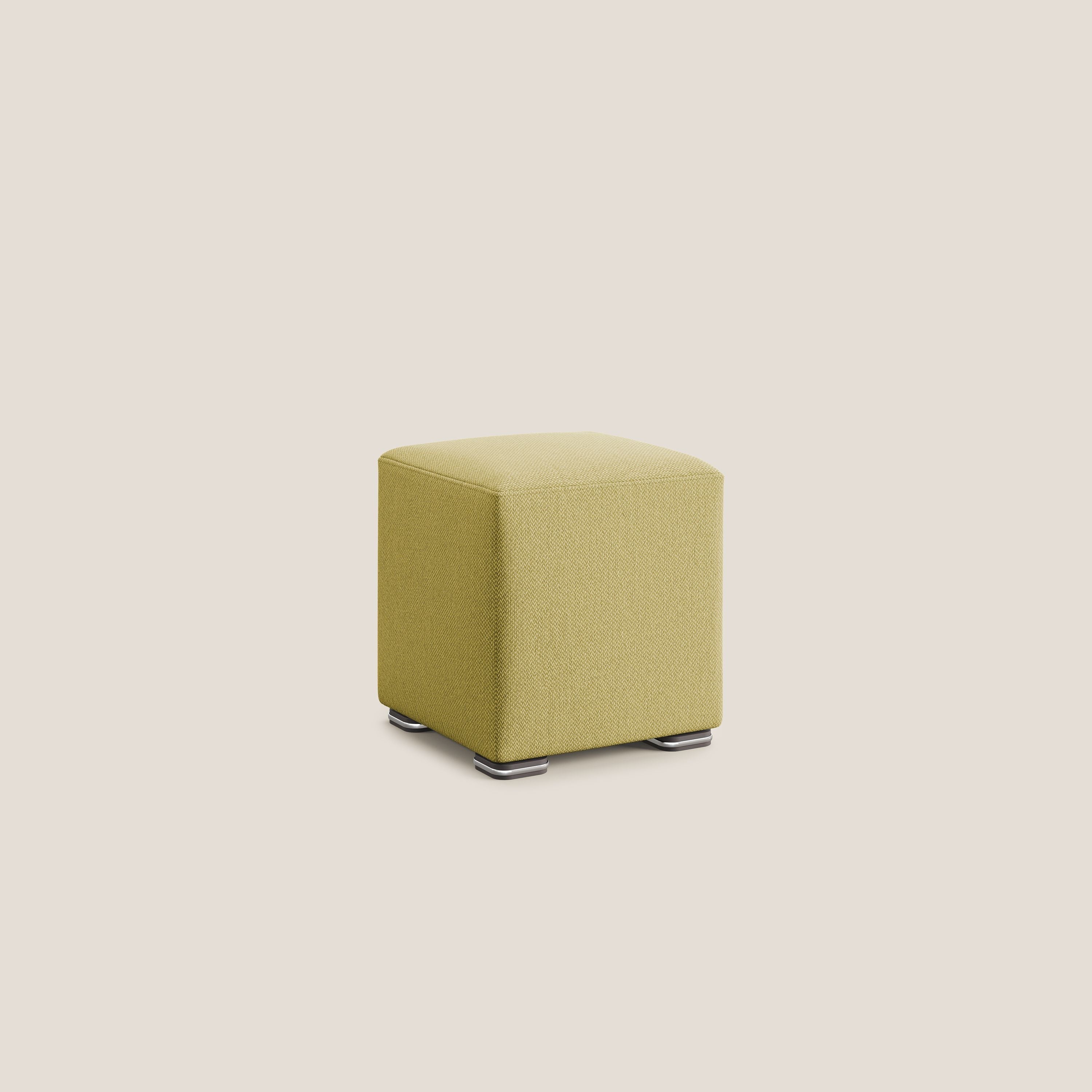 Cube pouf in tessuto morbido smacchiabile T05 giallo - divani.store