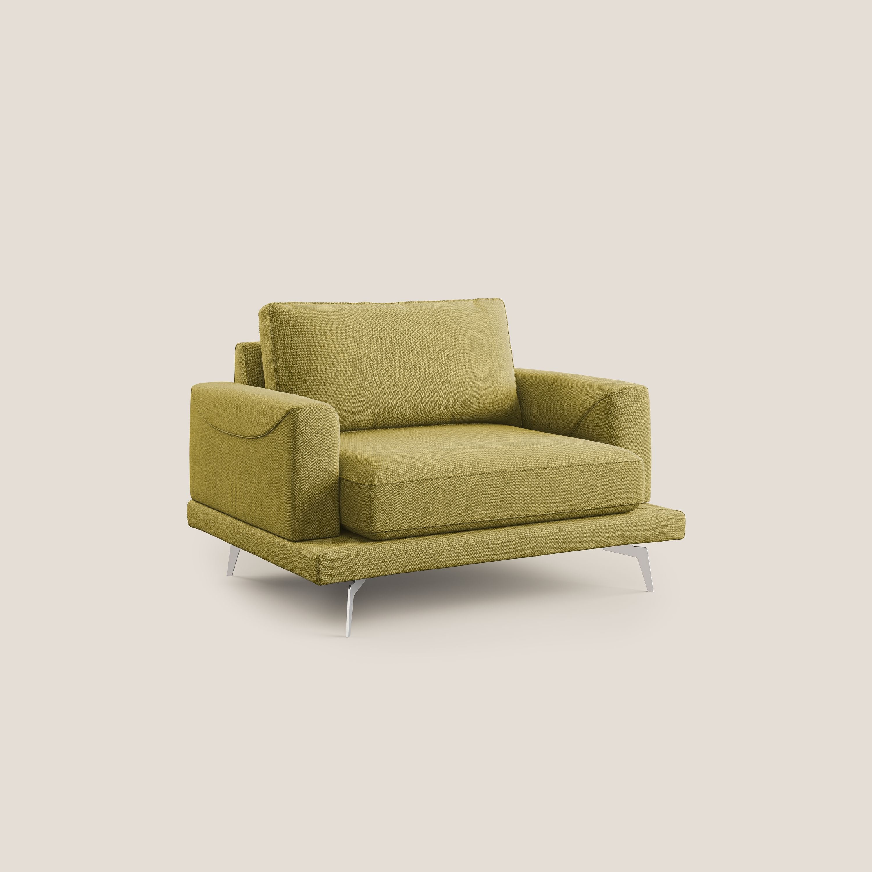 Dorian poltrona moderna in tessuto smacchiabile T05 giallo - divani.store