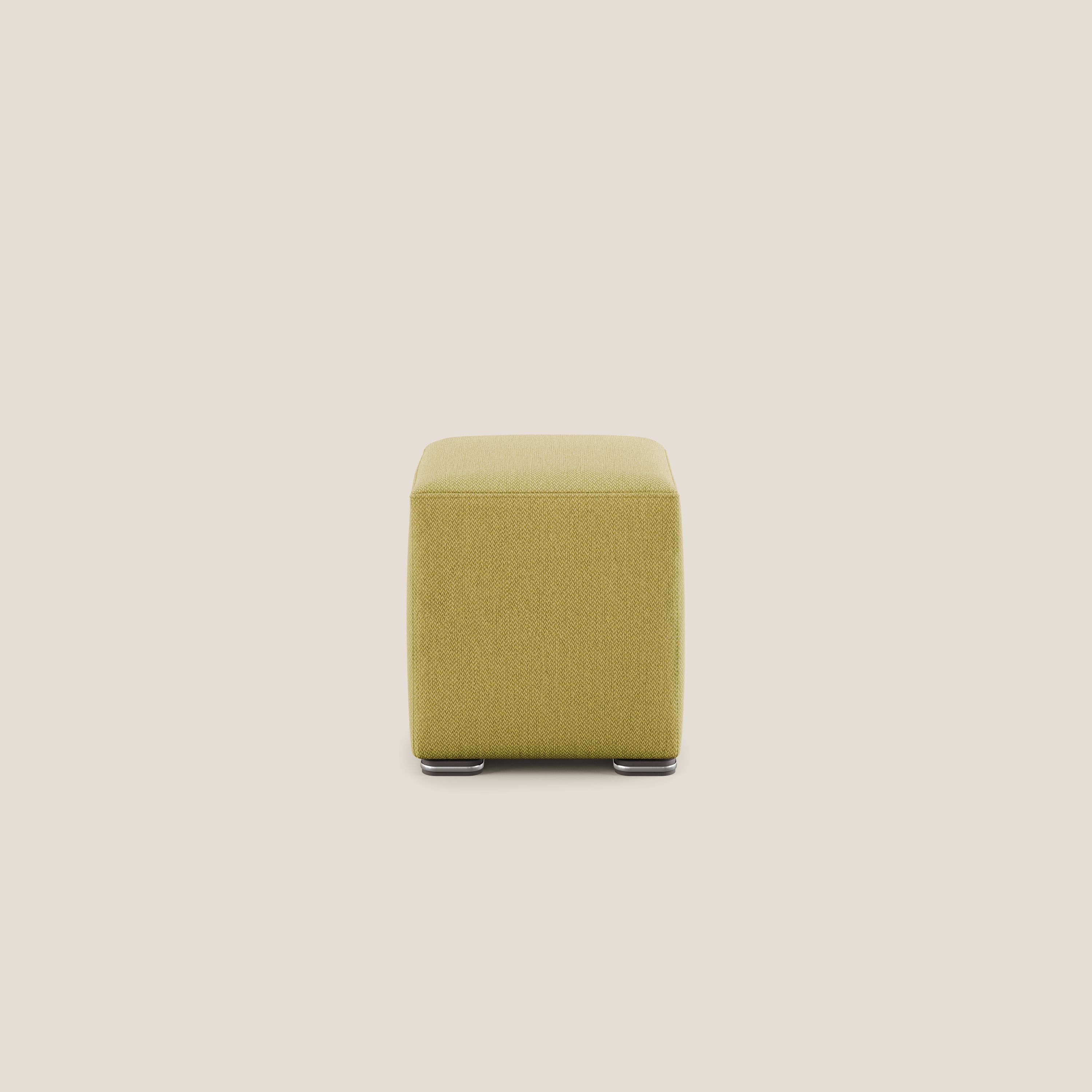 Cube pouf in tessuto morbido smacchiabile T05 giallo - divani.store