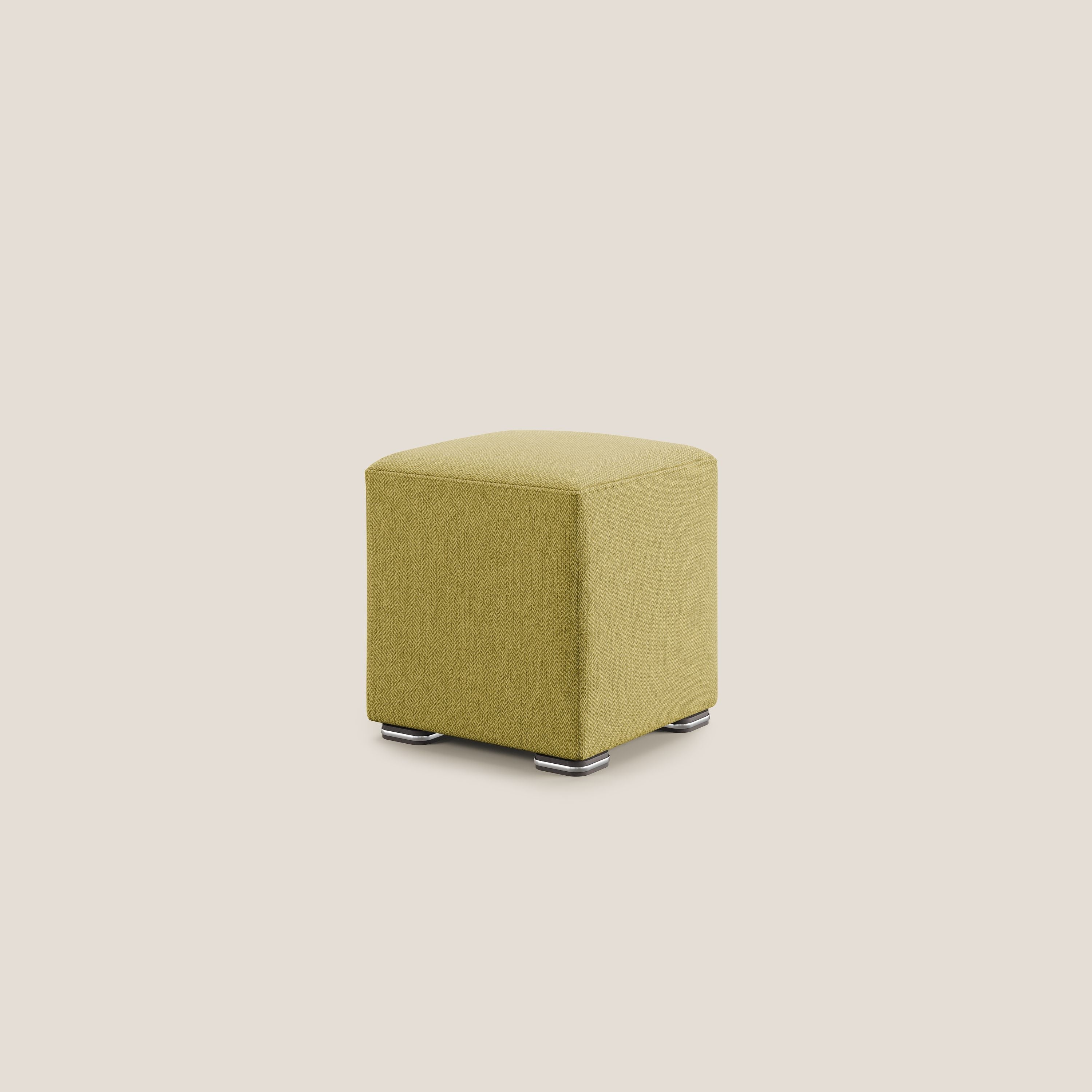 Cube pouf in tessuto morbido smacchiabile T05 giallo - divani.store