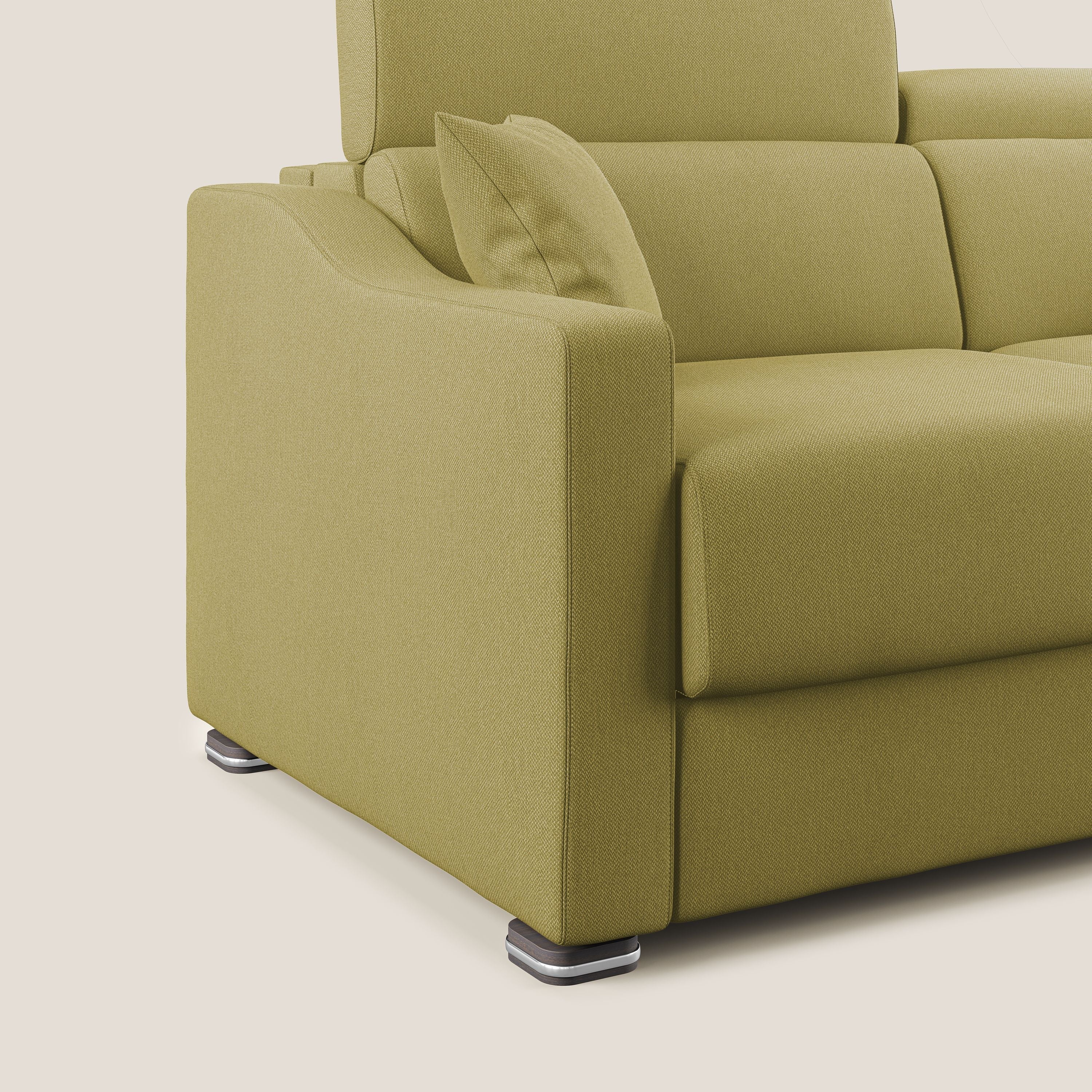 Amber divano letto angolare in tessuto smacchiabile T05 giallo - divani.store