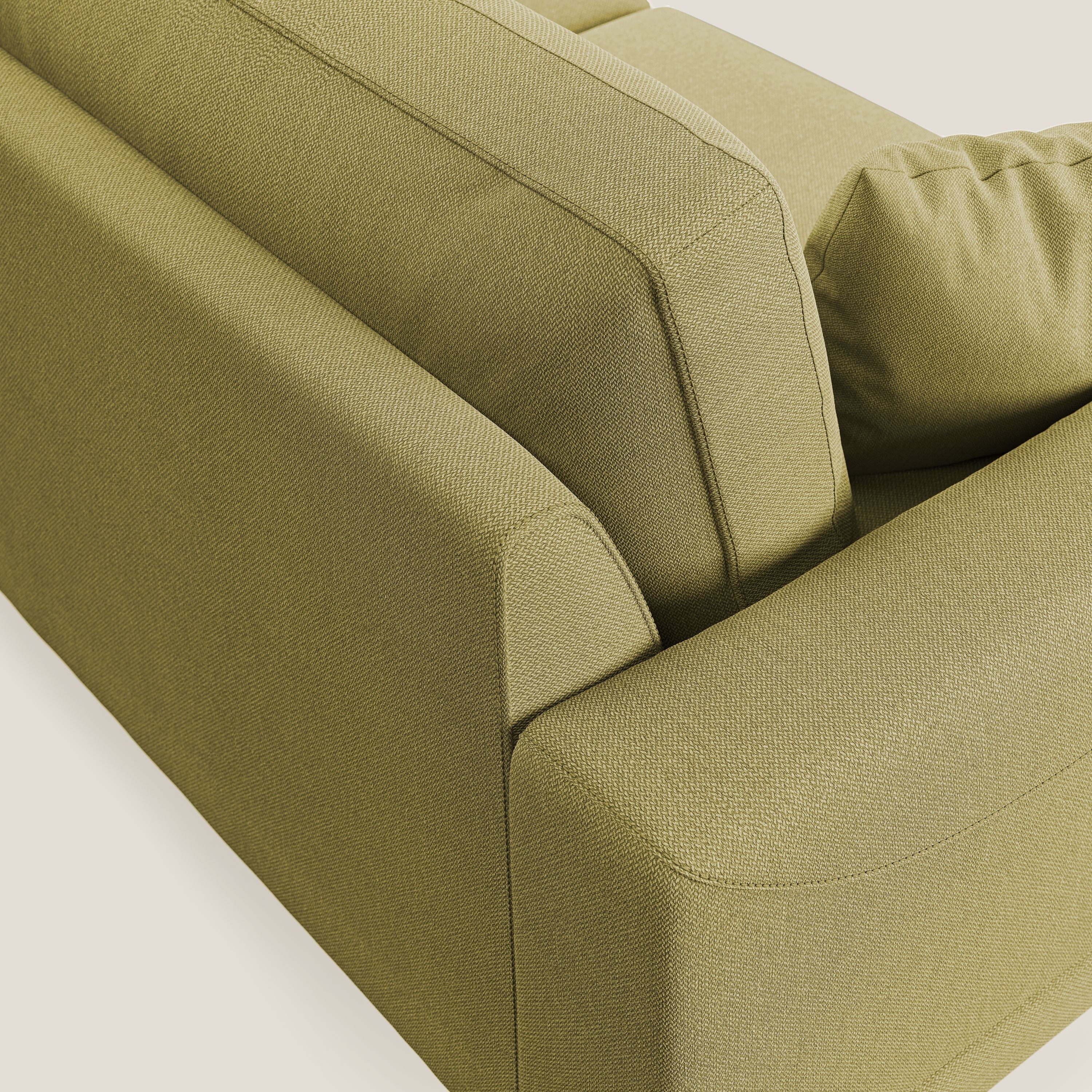 Dorian divano moderno angolare con penisola in tessuto morbido antimacchia T05 giallo - divani.store