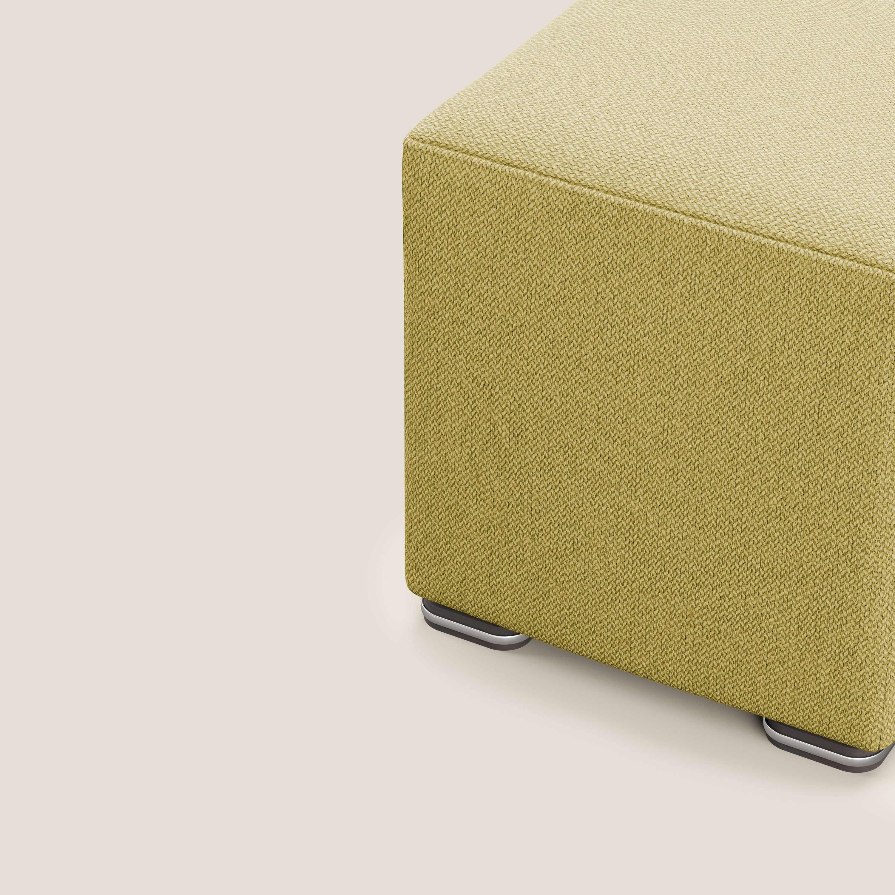 Cube pouf in tessuto morbido smacchiabile T05 giallo - divani.store