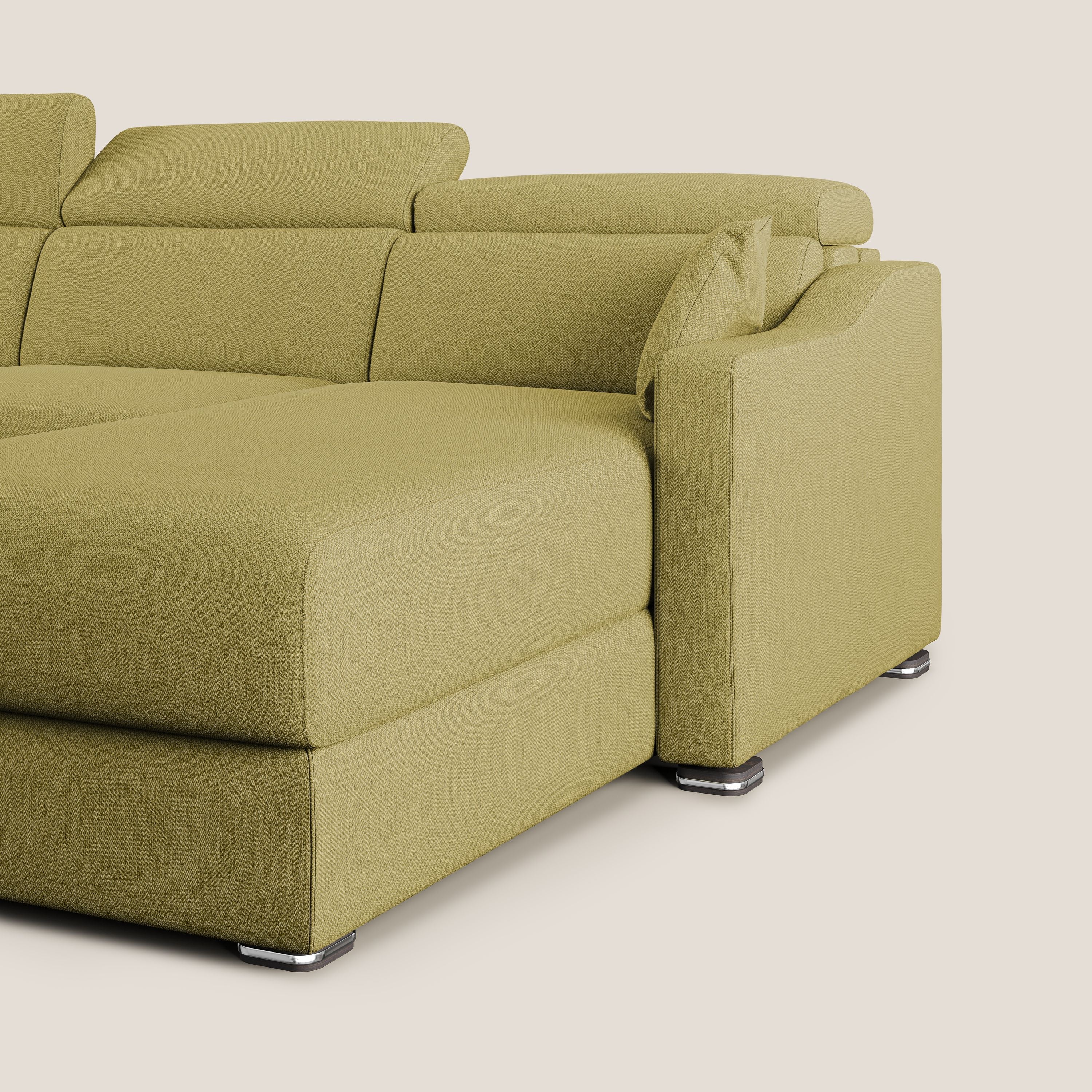 Amber divano letto angolare in tessuto smacchiabile T05 giallo - divani.store