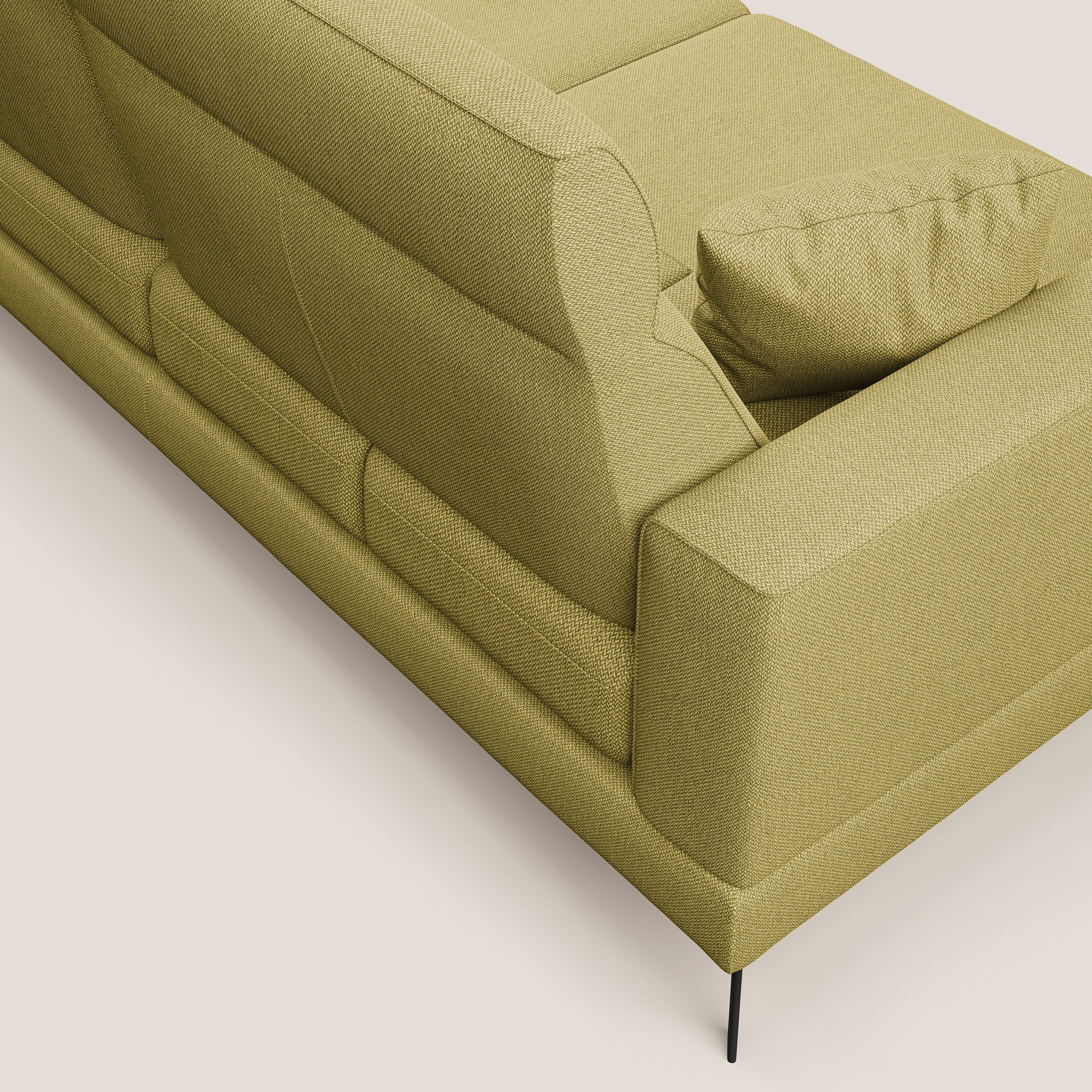 Slide Divano angolare con schienali traslanti e poggiatesta regolabili in tessuto smacchiabile T05 giallo - divani.store