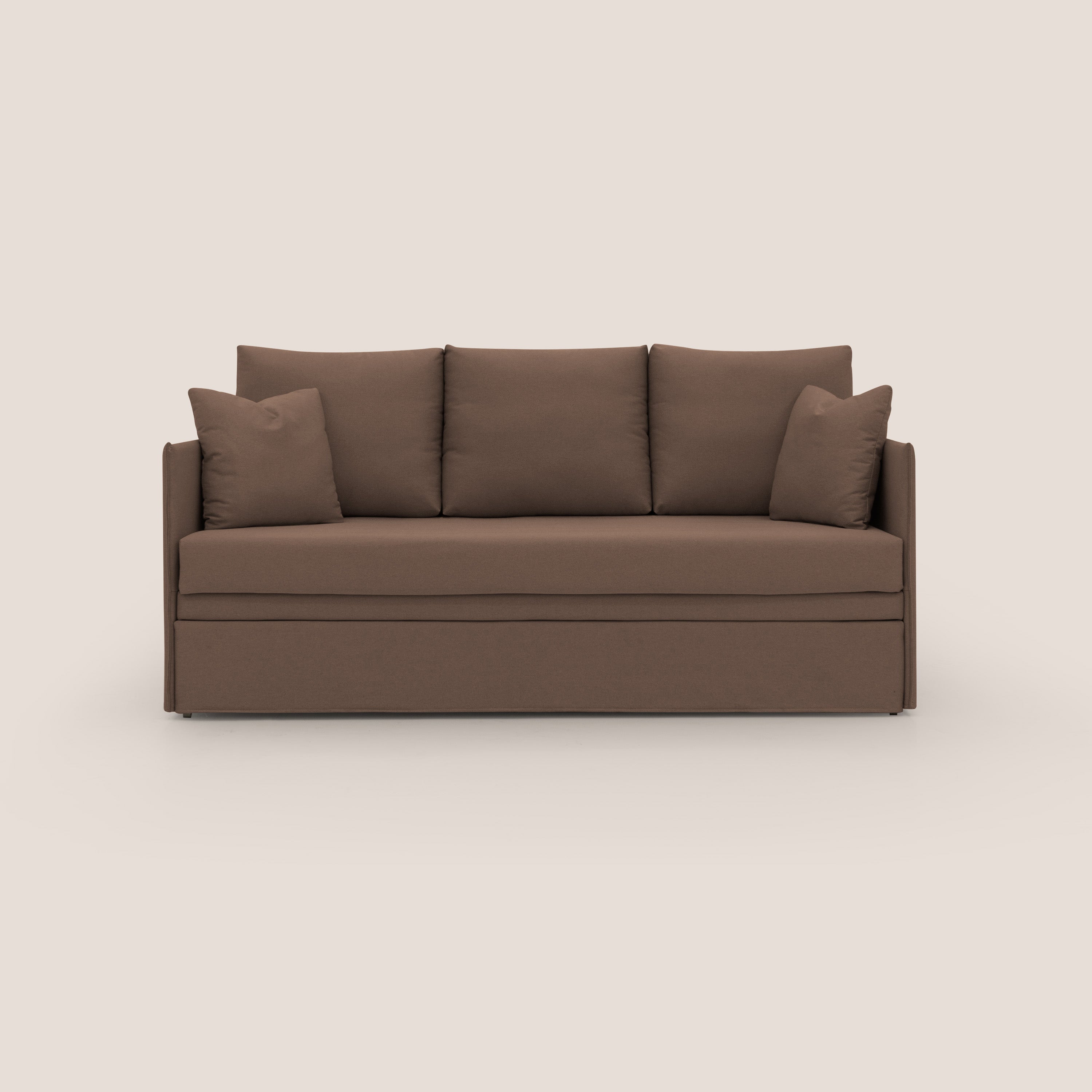 Brera Divano duplex con doppio letto in tessuto simil cotone impermeabile T13 marrone - divani.store