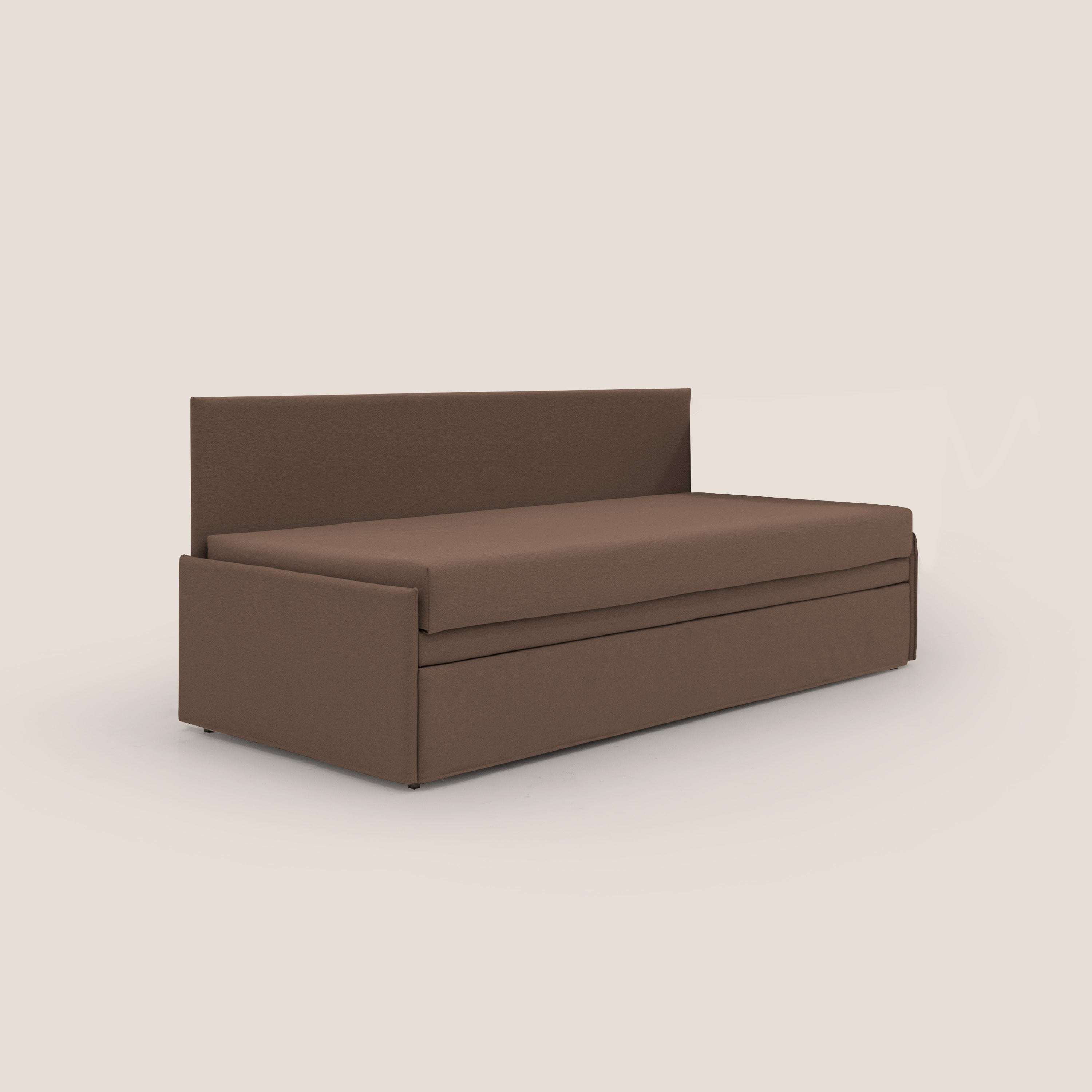 Naviglio Divano duplex con doppio letto in tessuto simil cotone impermeabile T13 marrone - divani.store