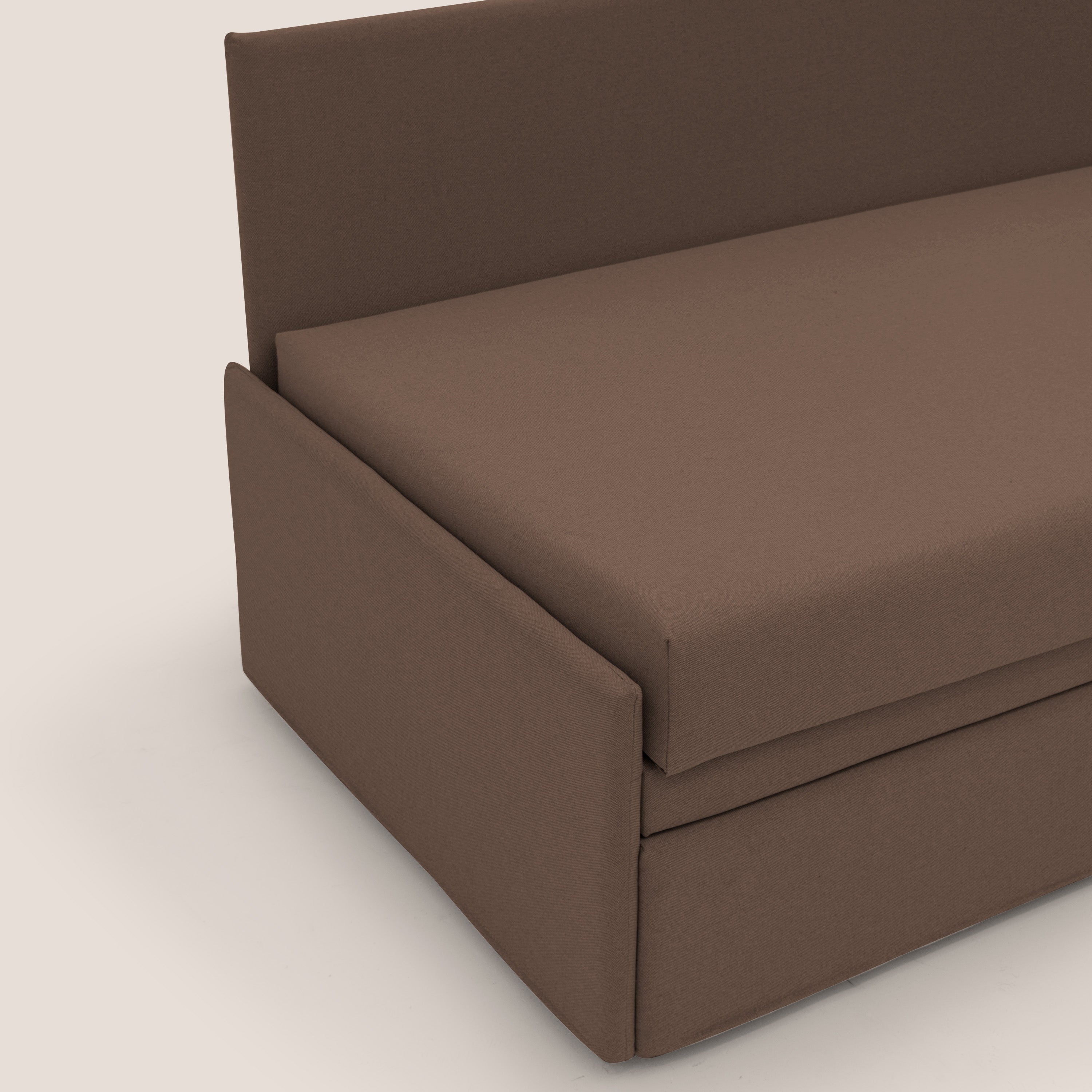 Naviglio Divano duplex con doppio letto in tessuto simil cotone impermeabile T13 marrone - divani.store