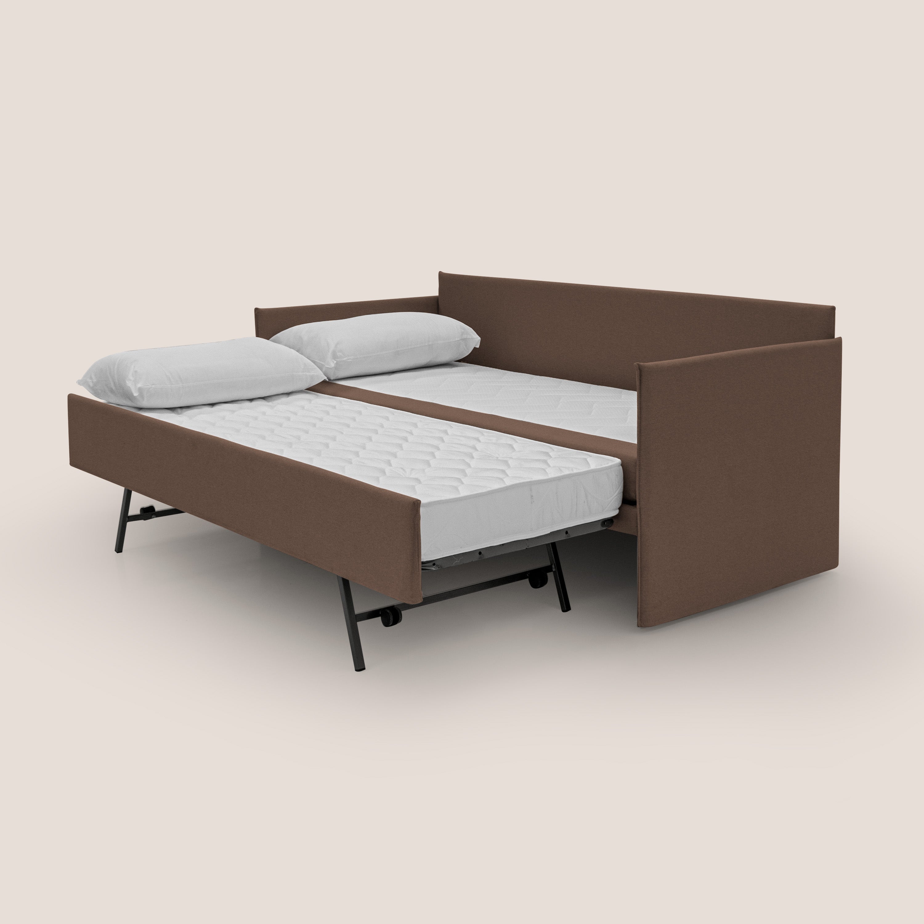 Brera Divano duplex con doppio letto in tessuto simil cotone impermeabile T13 marrone - divani.store