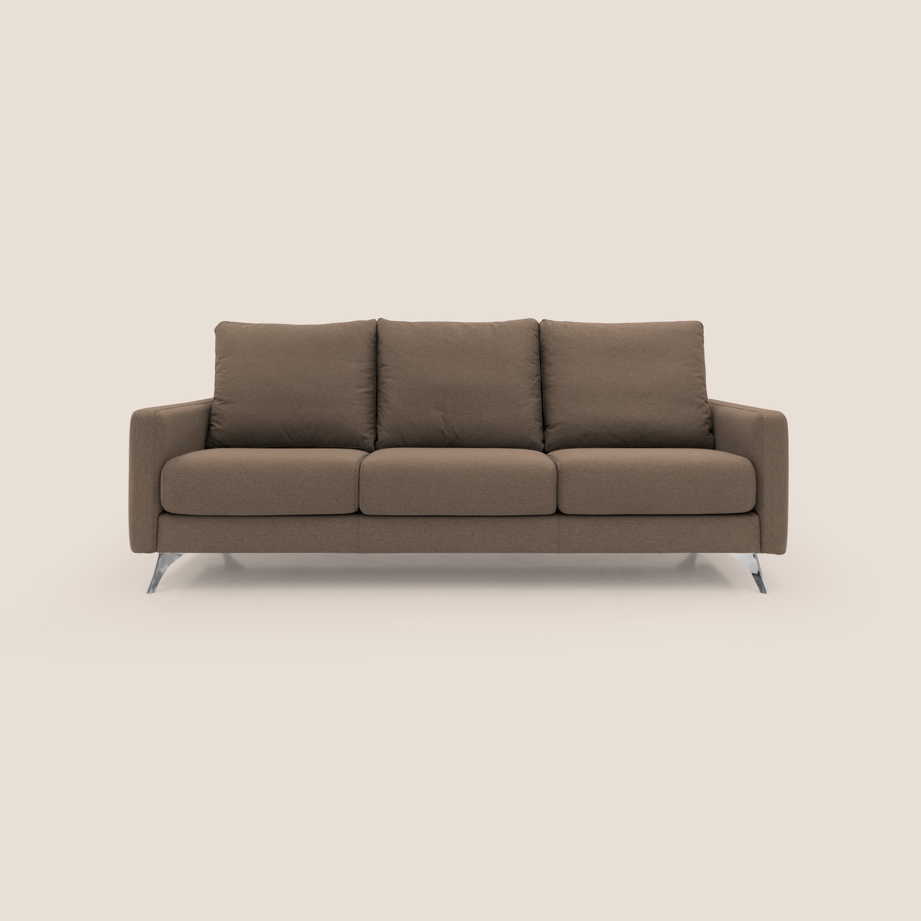 Klimt divano con 3 sedute allungabili e schienali in piuma d'oca in tessuto smacchiabile T05 marrone - divani.store