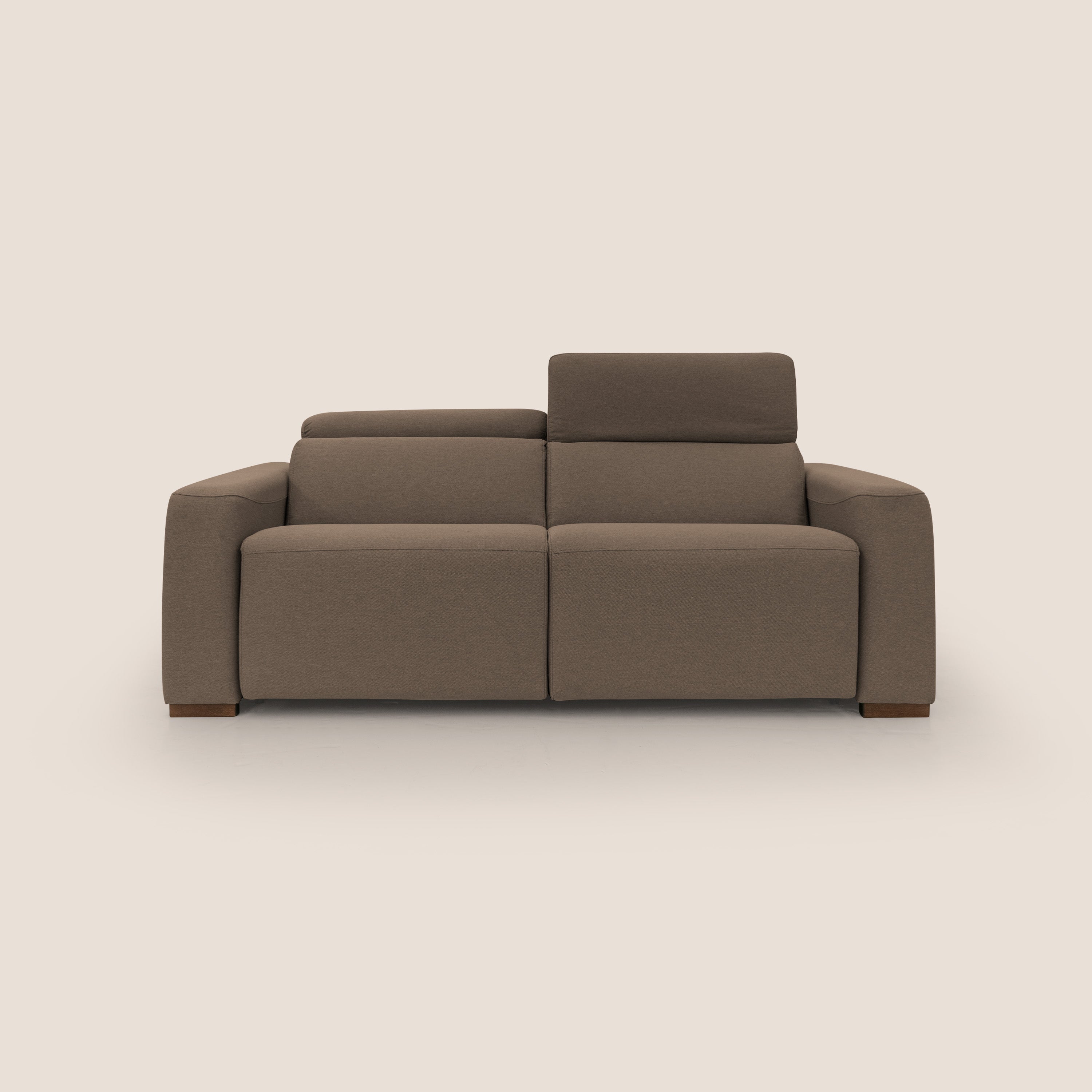 Poseidon divano letto + relax elettrico in tessuto smacchiabile impermeabile T05 marrone - divani.store