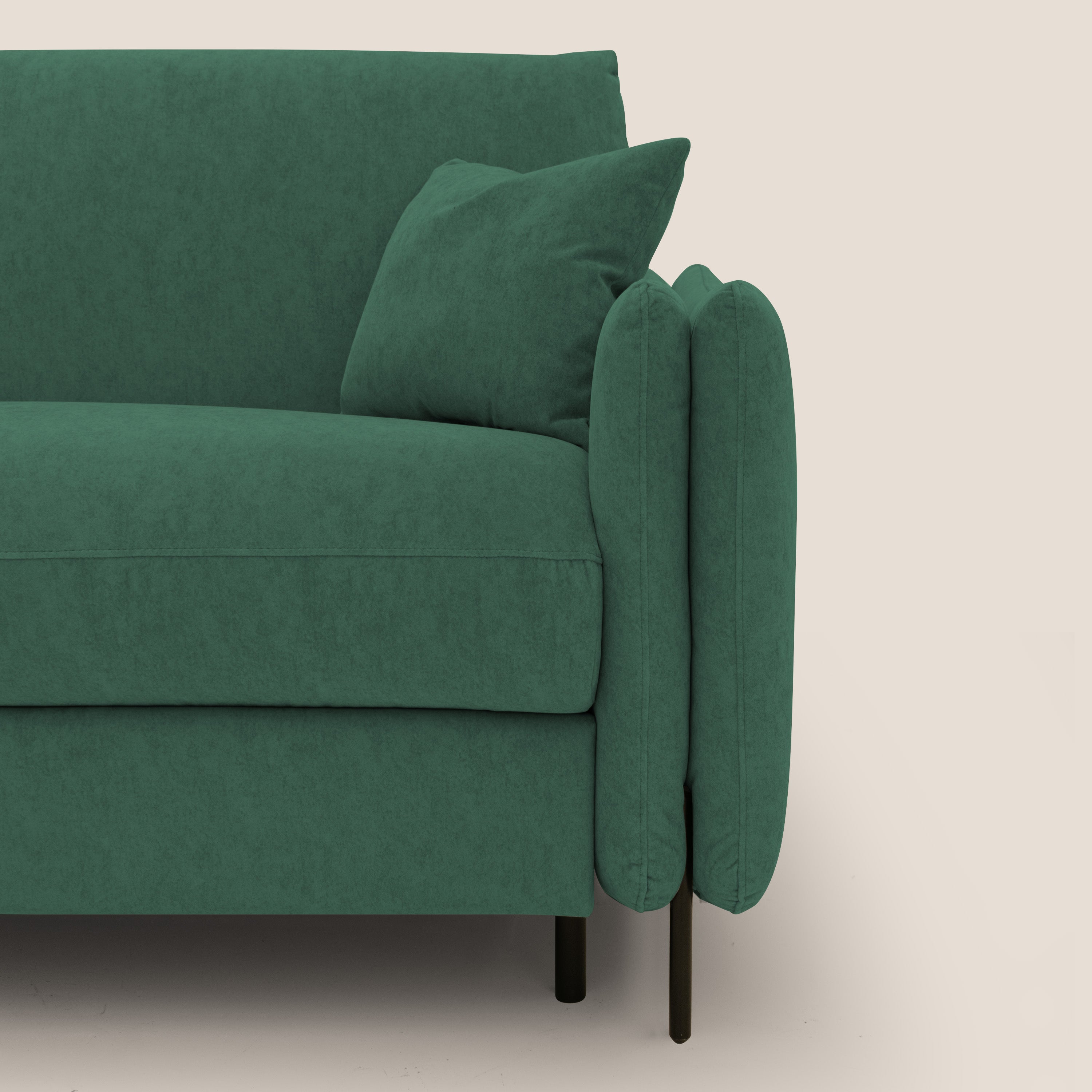 Gregory Divano letto con materasso h18 cm in microfibra effetto velluto impermeabile T09 verde - divani.store