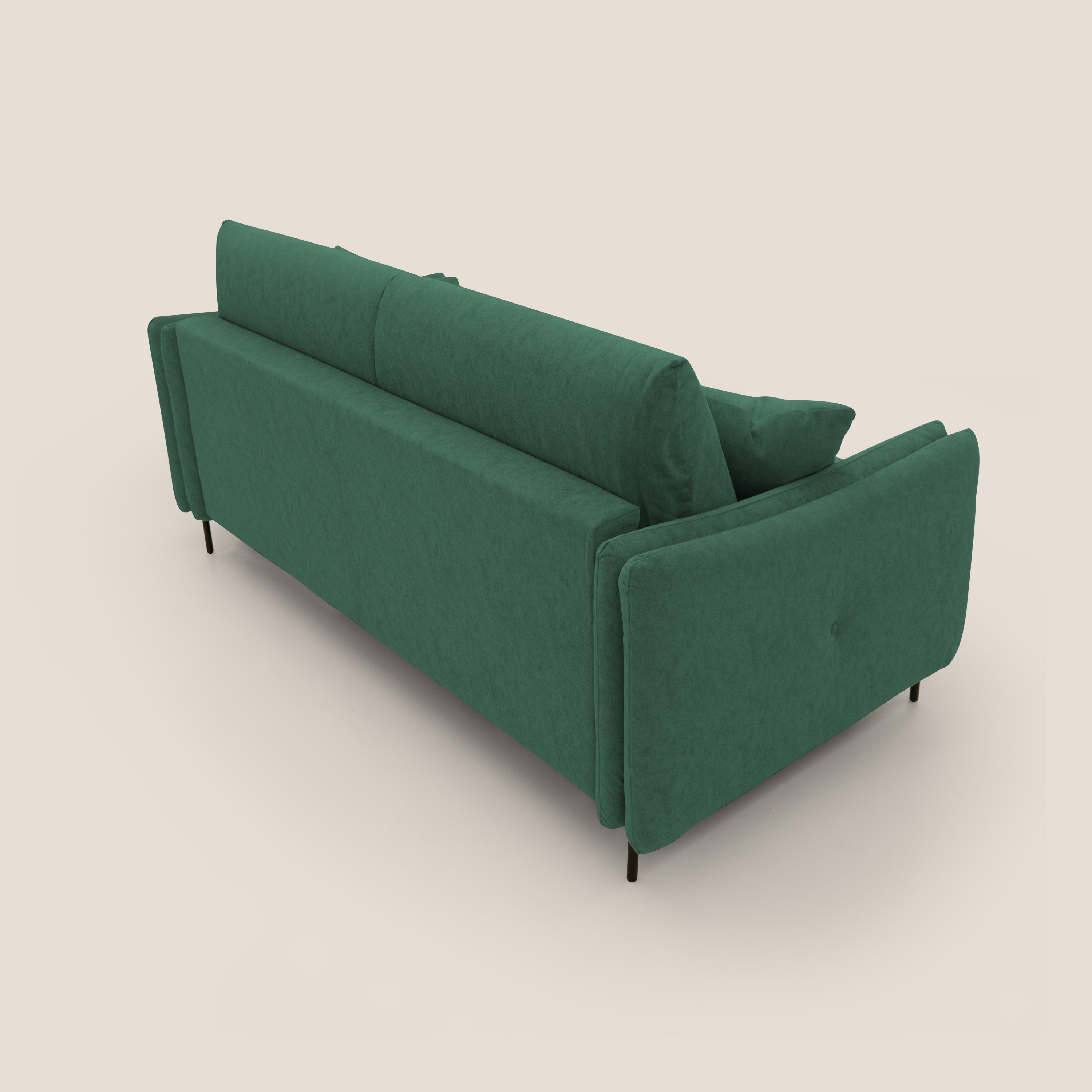Gregory Divano letto con materasso h18 cm in microfibra effetto velluto impermeabile T09 verde - divani.store