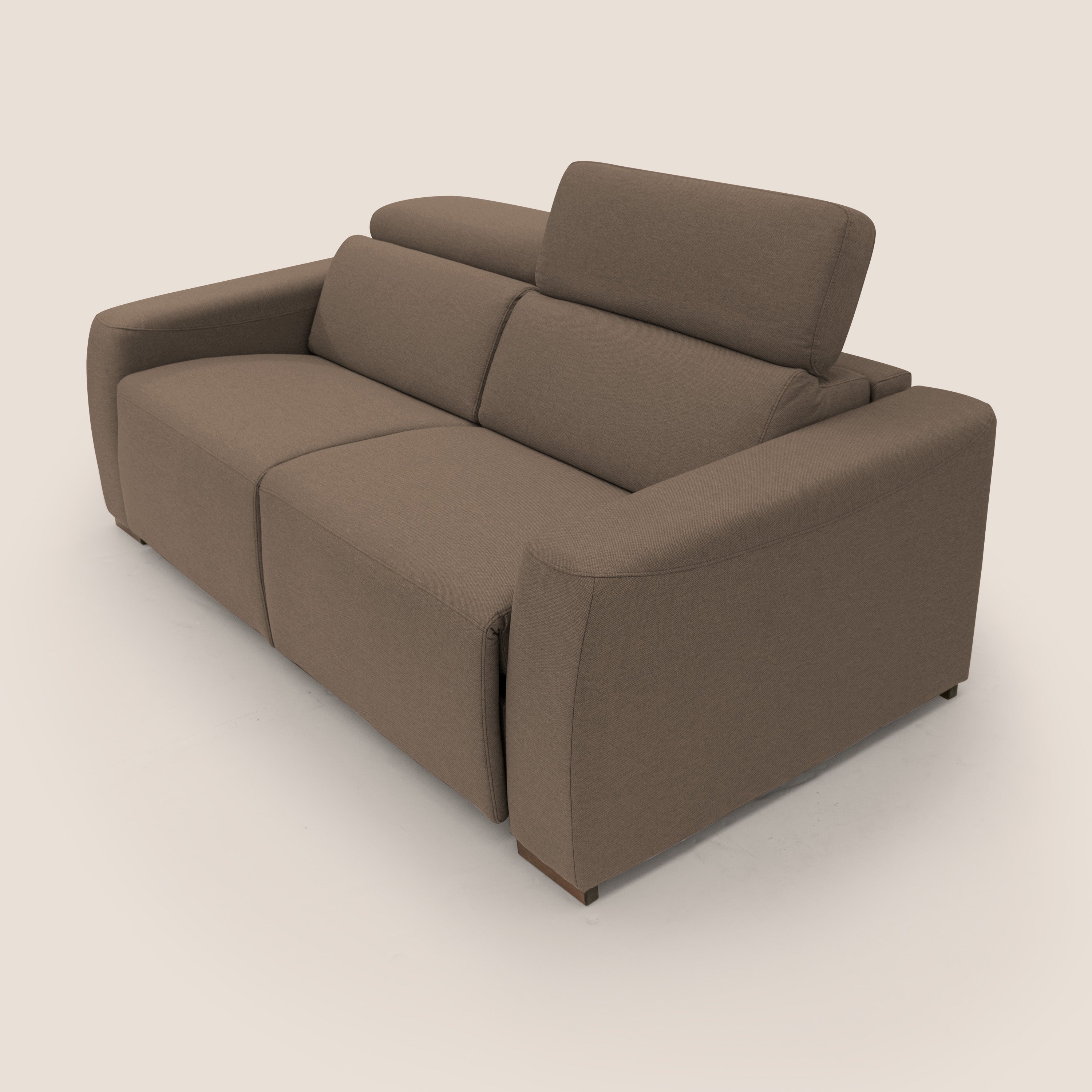 Poseidon Schlafsofa mit elektrischem Relaxmechanismus aus wasserfestem, abwaschbarem Stoff T05 braun