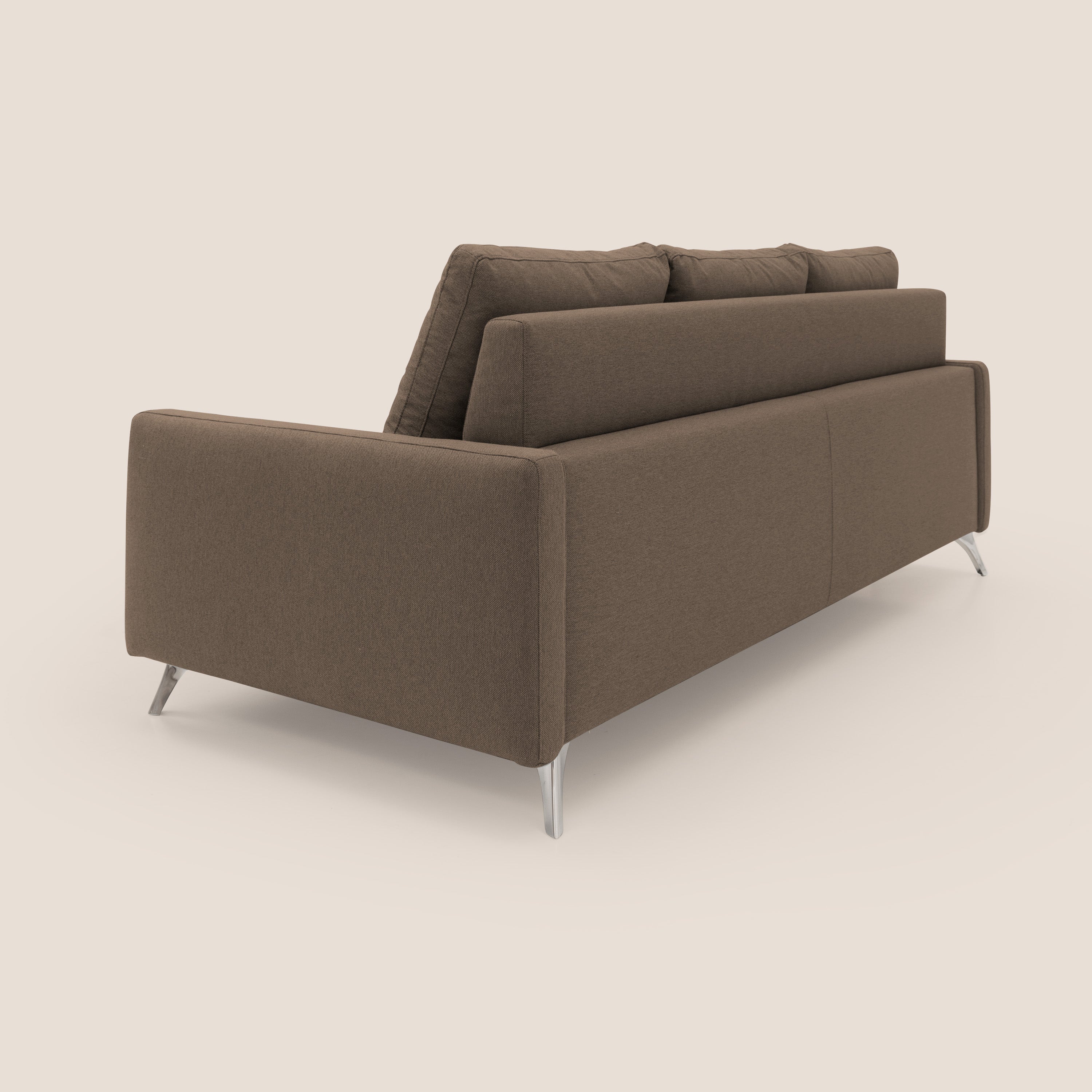 Klimt divano con 3 sedute allungabili e schienali in piuma d'oca in tessuto smacchiabile T05 marrone - divani.store