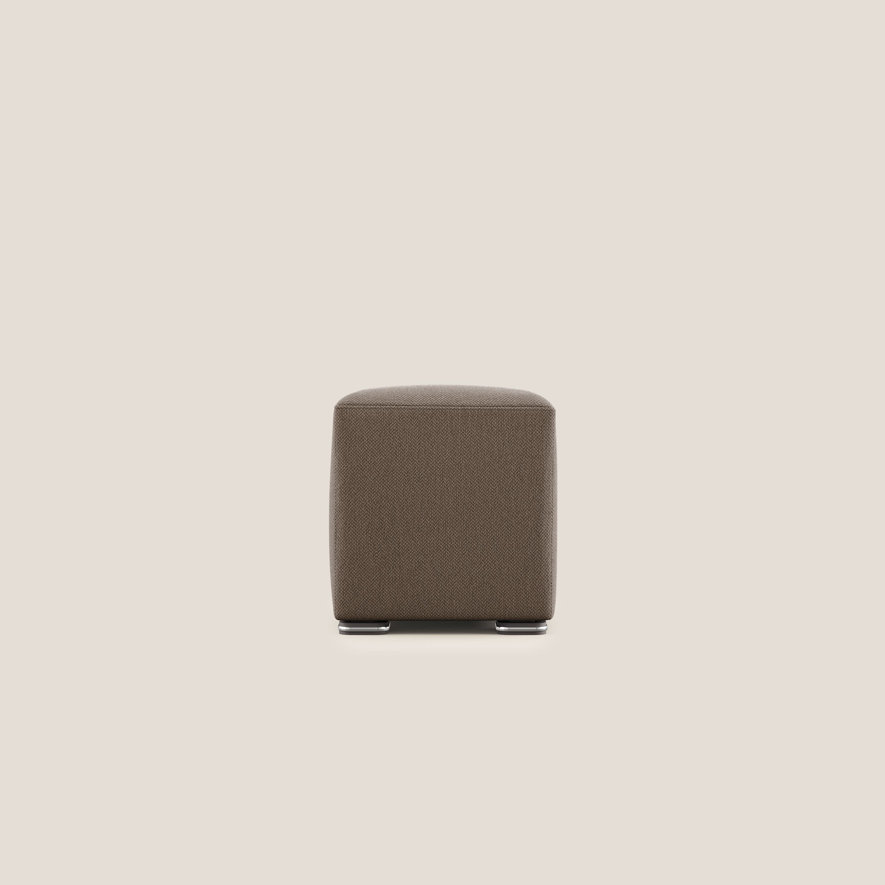 Cube pouf in tessuto morbido smacchiabile T05 marrone - divani.store