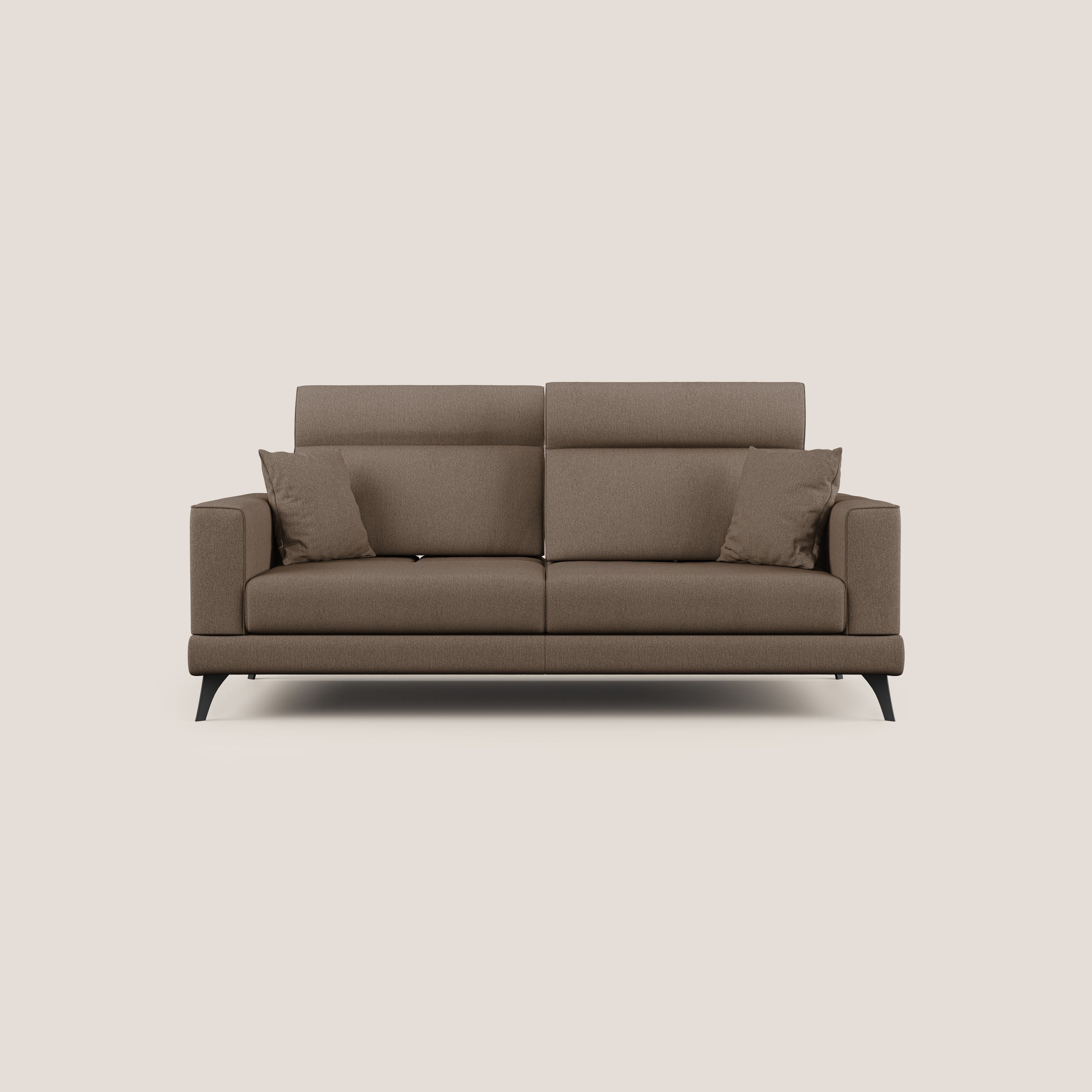 Slide Divano con schienali traslanti e poggiatesta in tessuto smacchiabile T05 marrone - divani.store