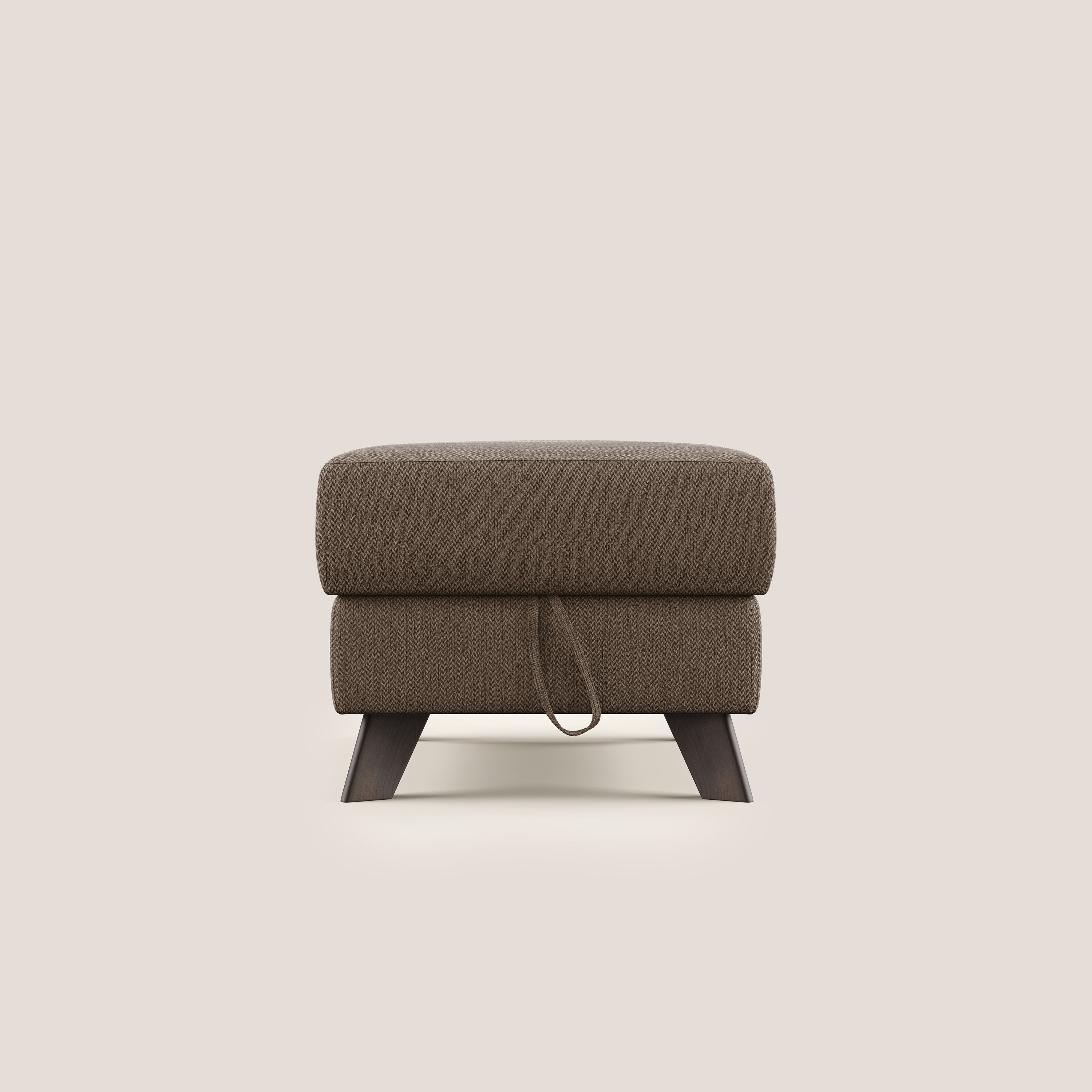 Moon Pouf contenitore e piedini alti in tessuto smacchiabile con acqua T05 marrone - divani.store