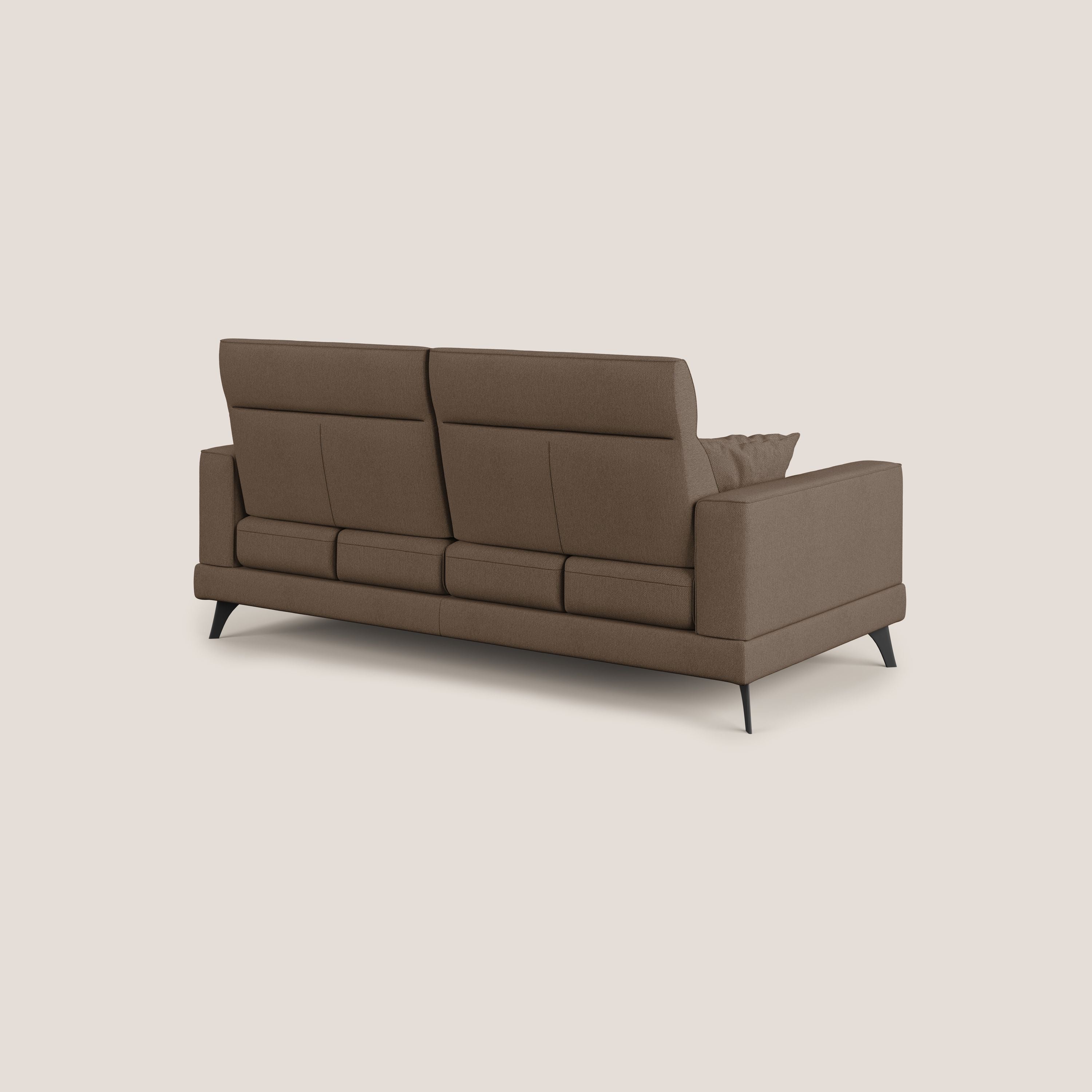 Slide Divano con schienali traslanti e poggiatesta in tessuto smacchiabile T05 marrone - divani.store