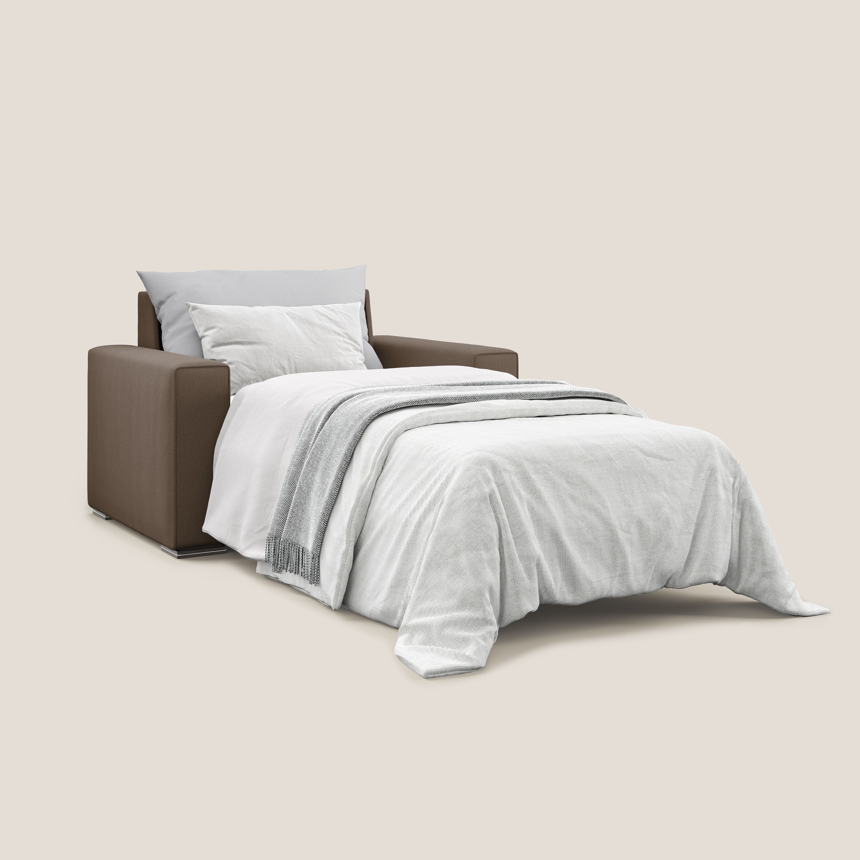 Dream poltrona letto in tessuto smacchiabile T05 marrone - divani.store