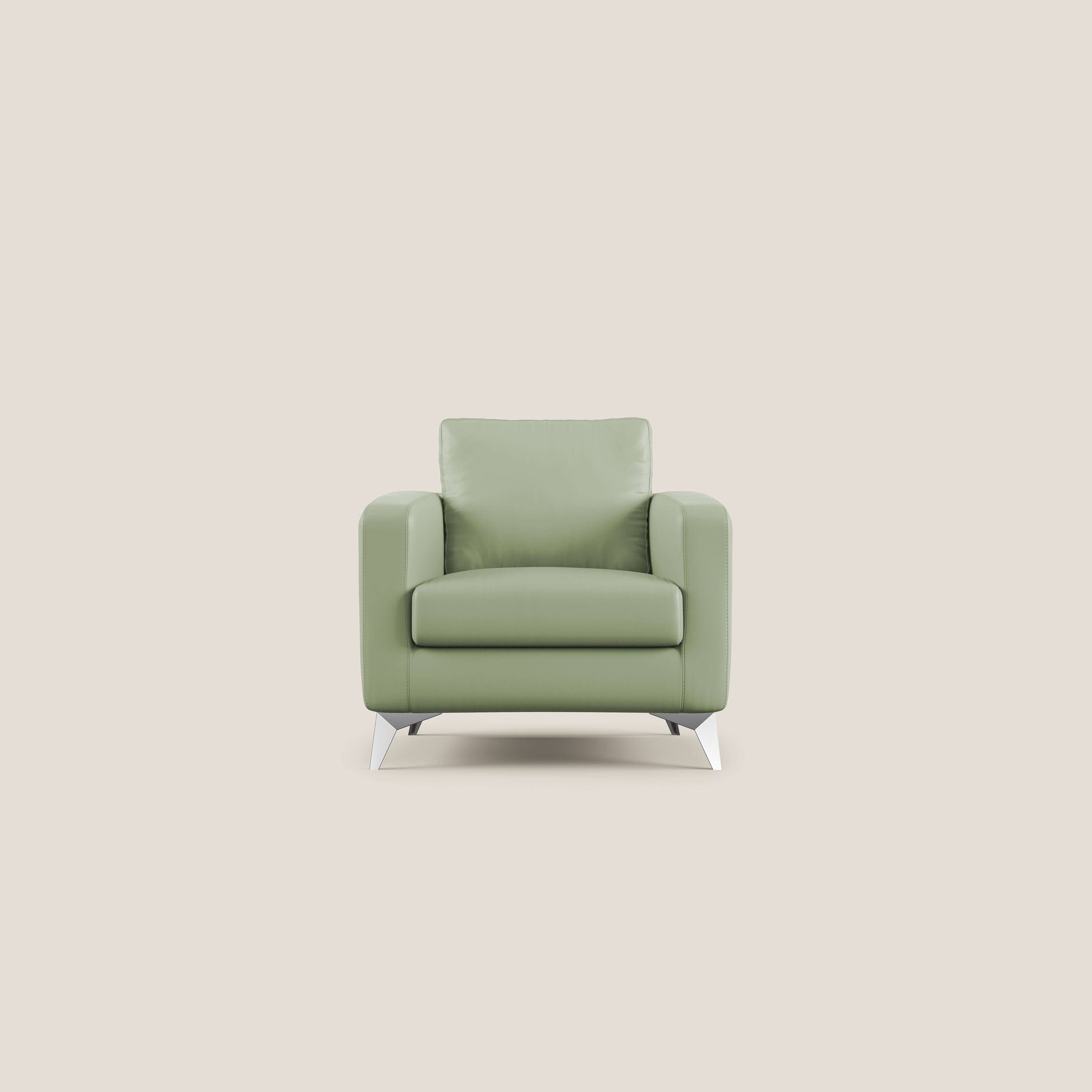 Orione Poltroncina in ecopelle moderna e impermeabile T04 verde - divani.store