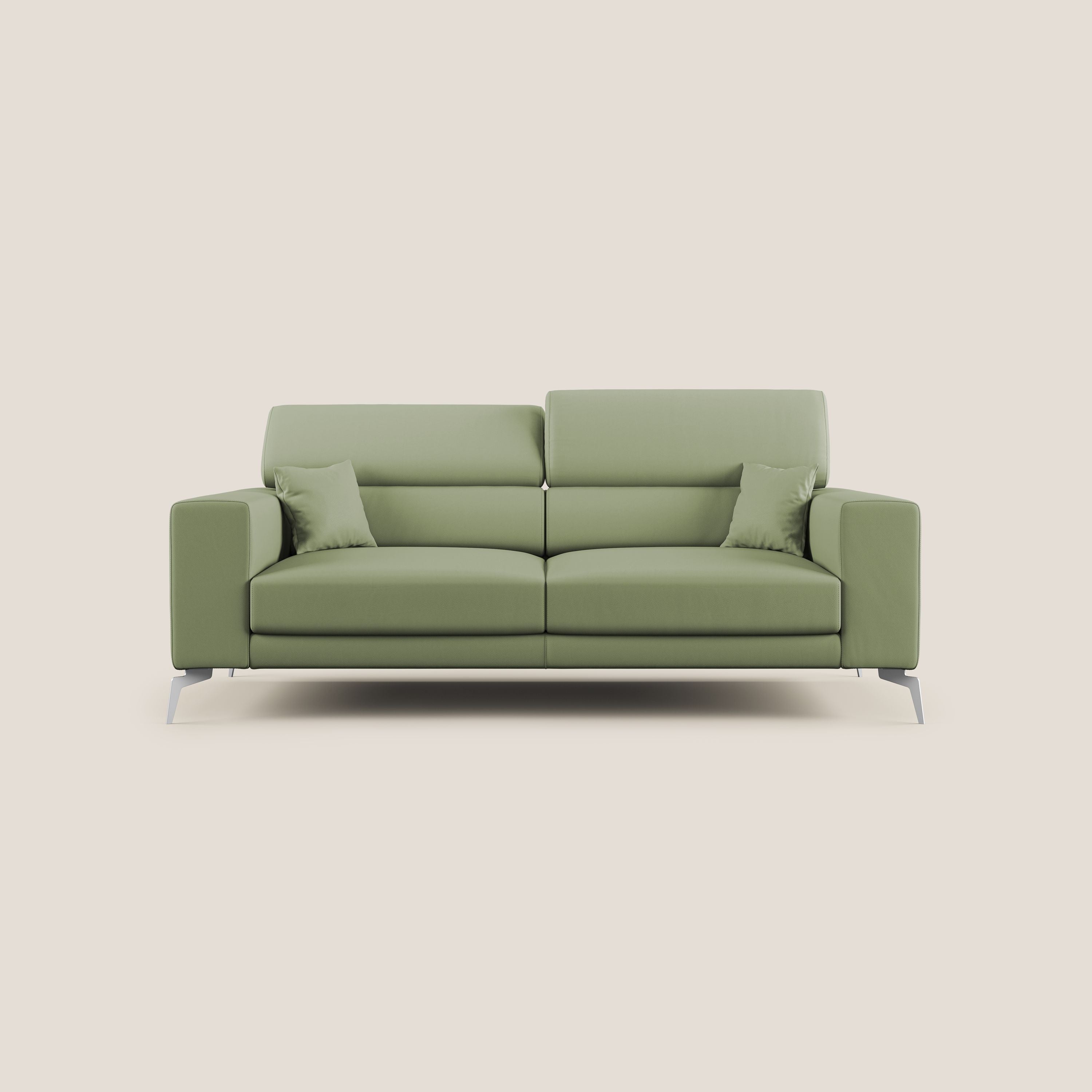 Blade Divano moderno con poggiatesta reclinabili in Ecopelle T04 verde - divani.store