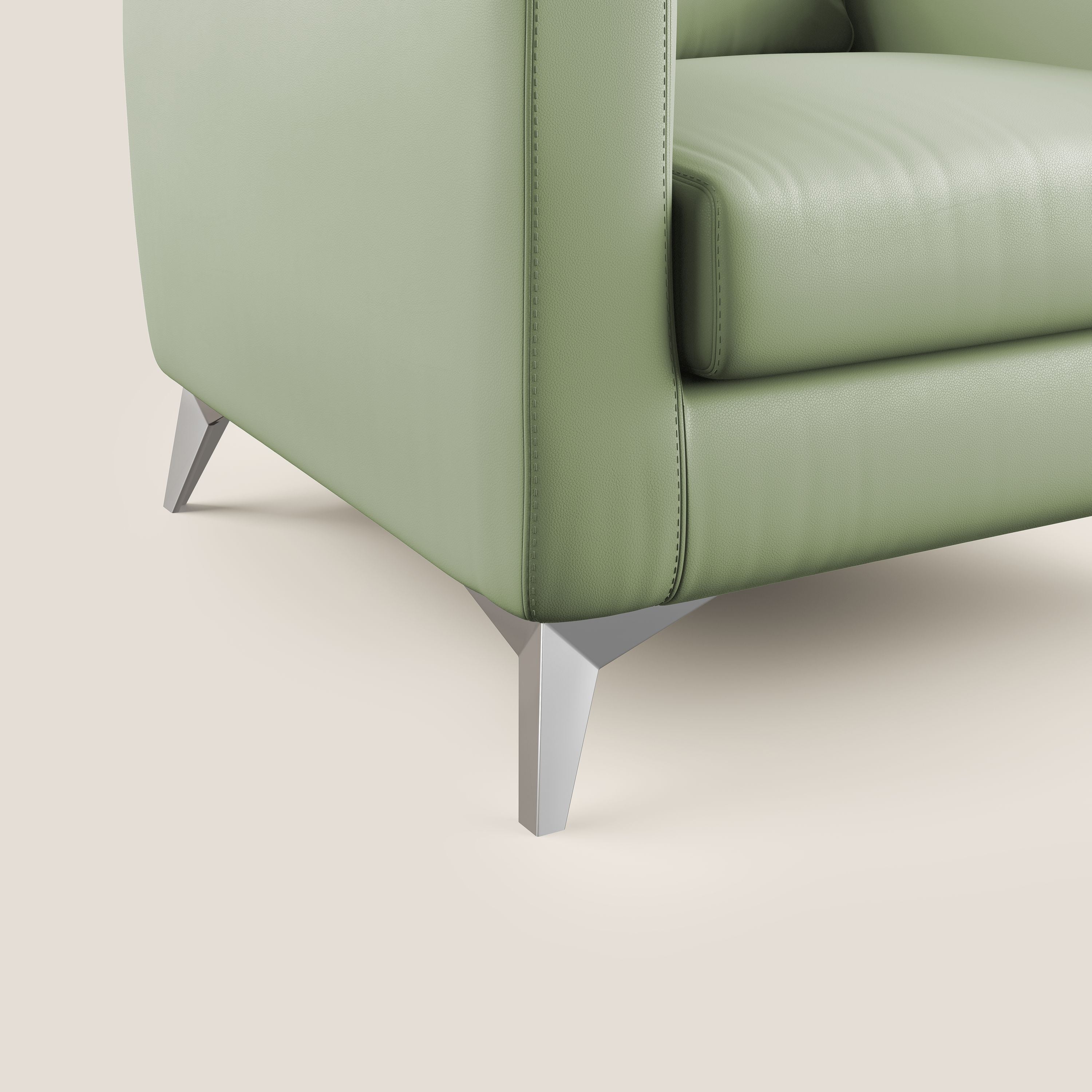 Orione Poltroncina in ecopelle moderna e impermeabile T04 verde - divani.store