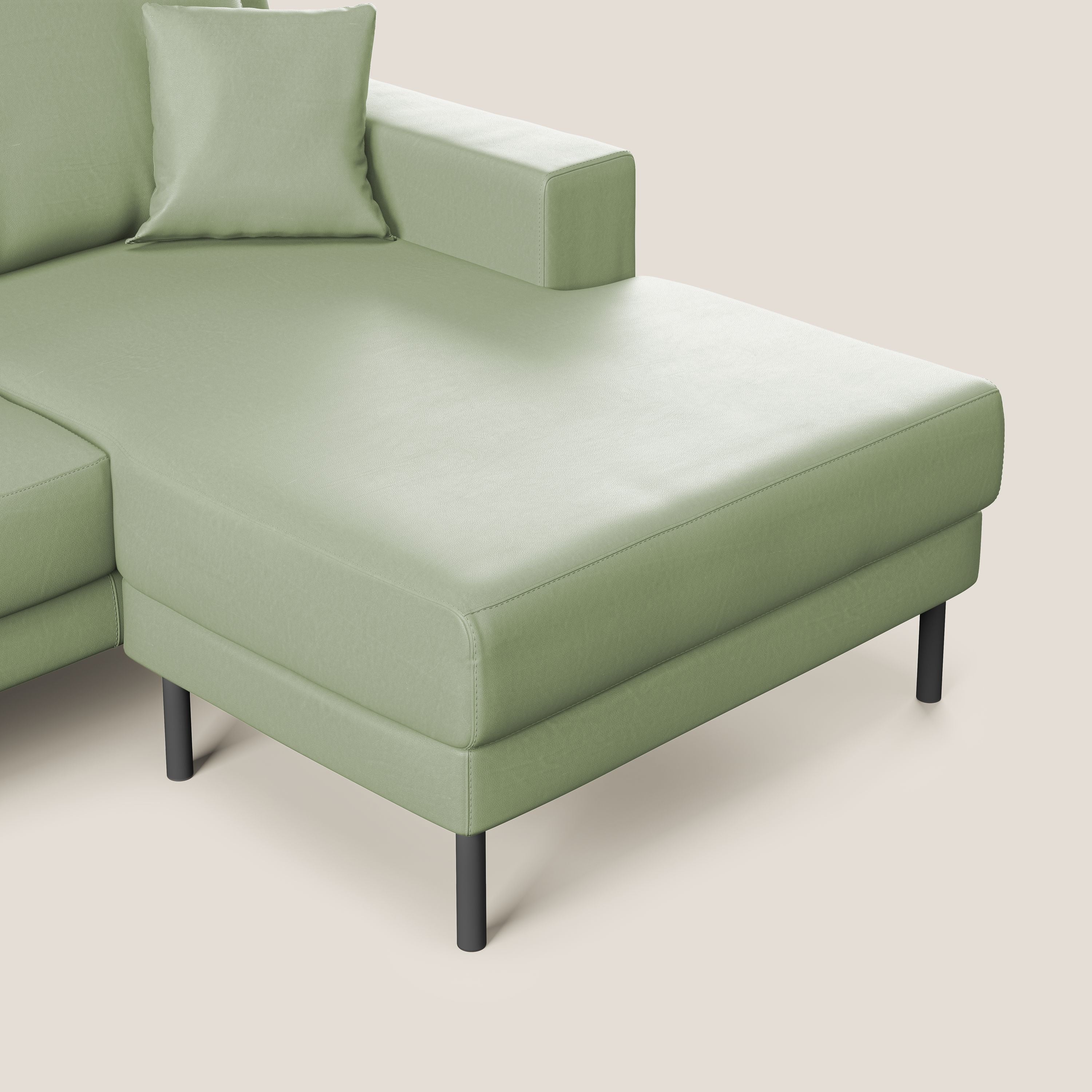 Uranio divano angolare moderno REVERSIBILE in Ecopelle impermeabile T04 verde - divani.store