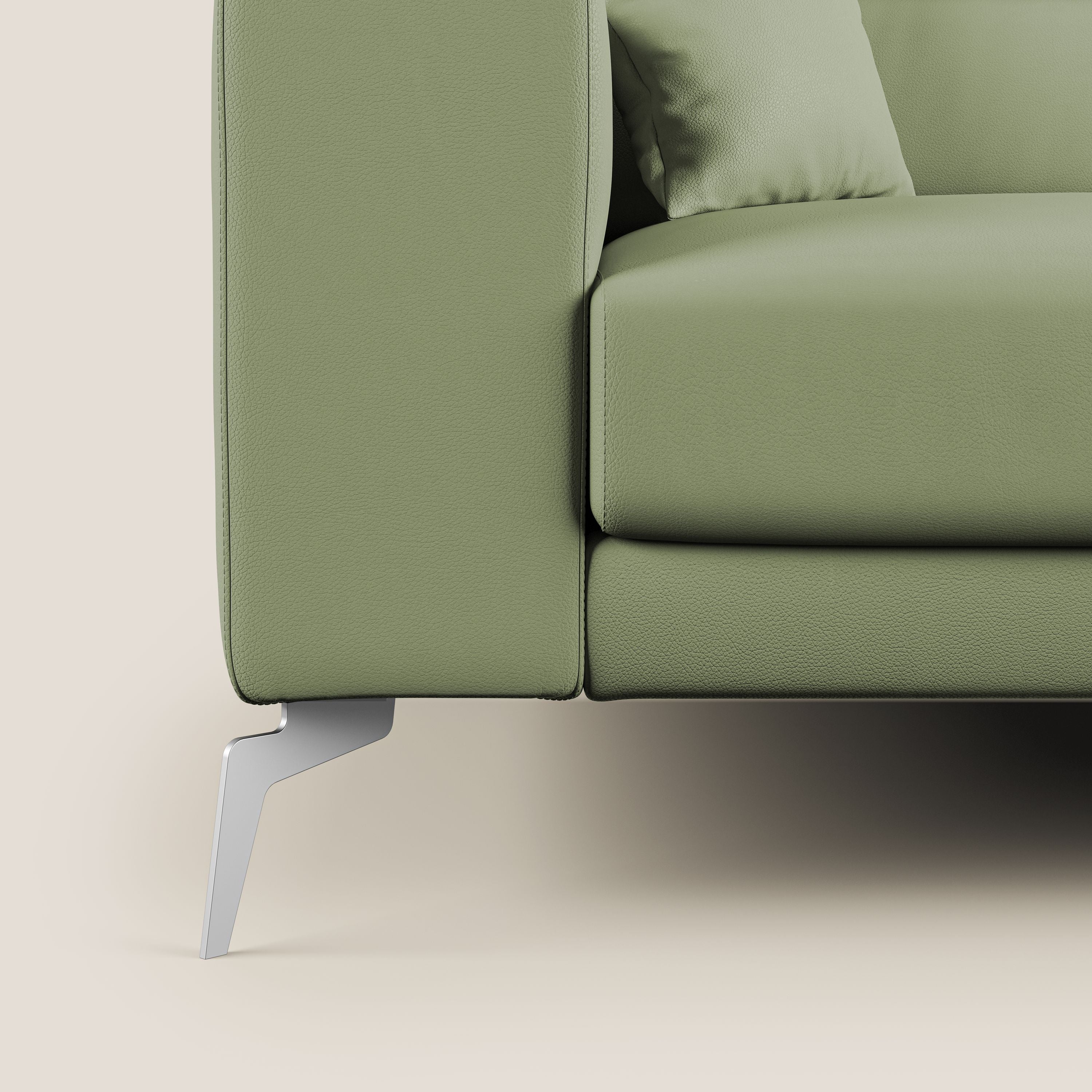 Blade Divano moderno angolare con poggiatesta reclinabili in Ecopelle T04 verde - divani.store