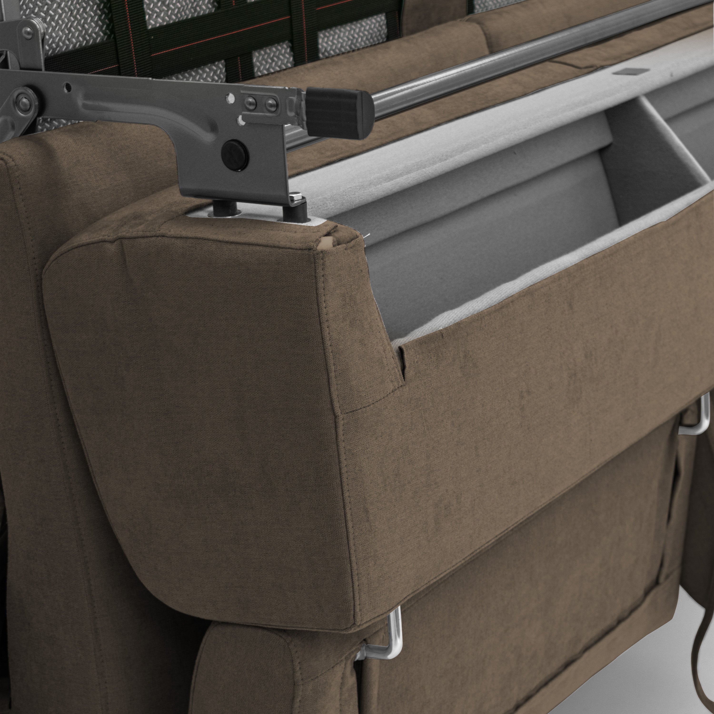 Bjorn divano letto sfoderabile con materasso H18 cm e poggiatesta reclinabili in tessuto impermeabile T02 marrone - divani.store