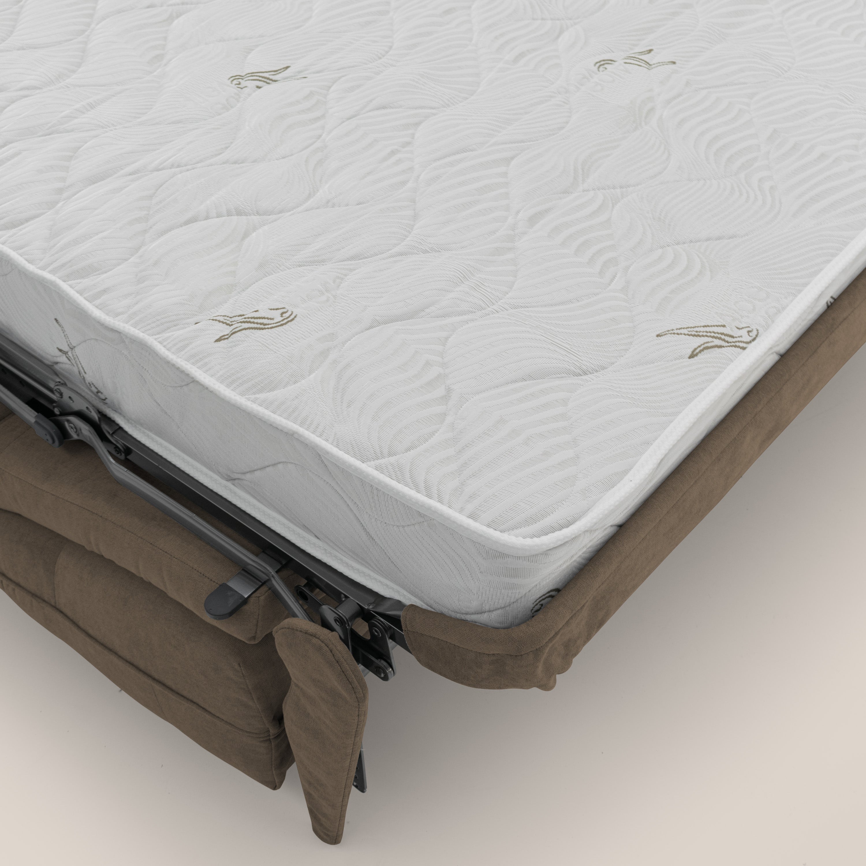 Zeus Divano letto scandinavo con schienale alto in tessuto impermeabile T02 marrone - divani.store